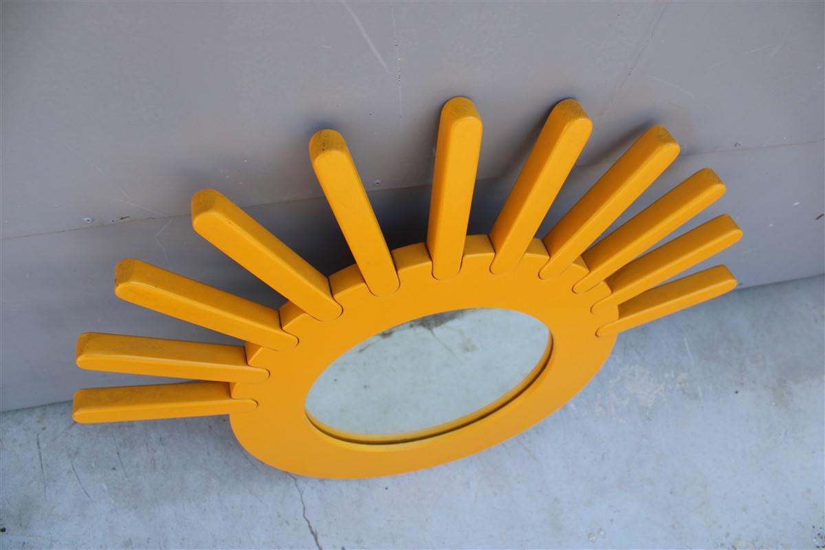 European Albert Lecrerc  Poltronova 1965 Wall Mirror Sun Yellow Italian Design Sottsass