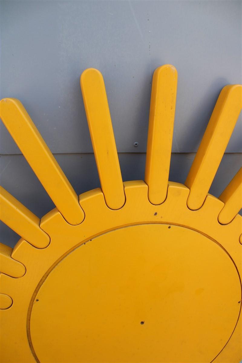 Wood Albert Lecrerc  Poltronova 1965 Wall Mirror Sun Yellow Italian Design Sottsass