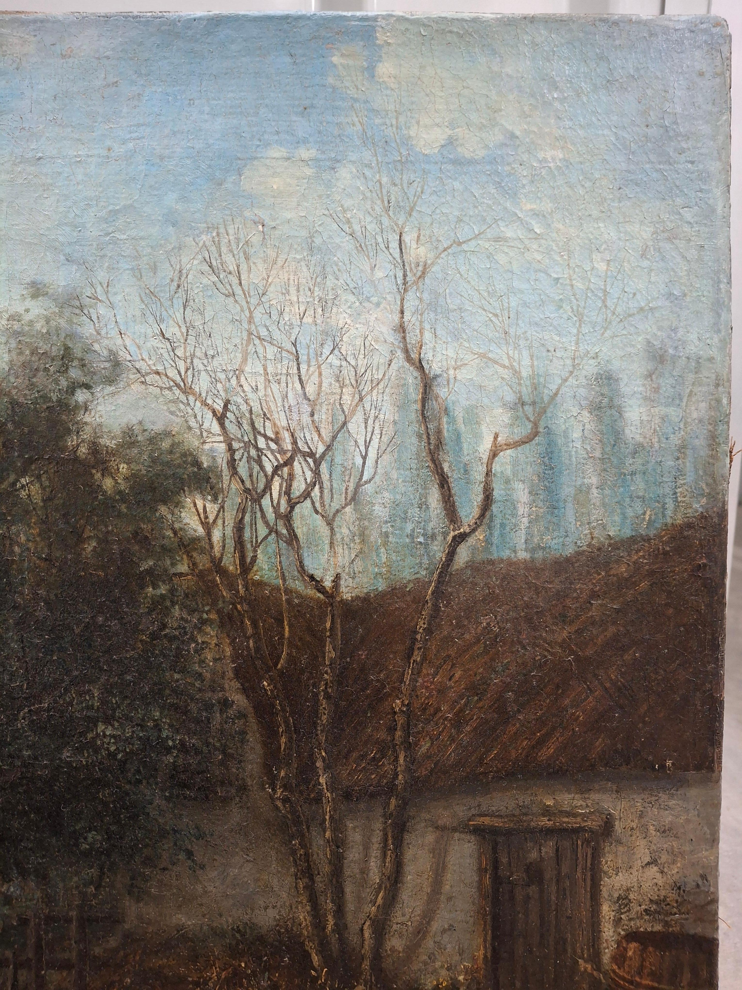 Albert Lenfant Französisch, 19. Landschaftslandschaft mit Figuren, Ölgemälde im Zustand „Gut“ im Angebot in San Francisco, CA