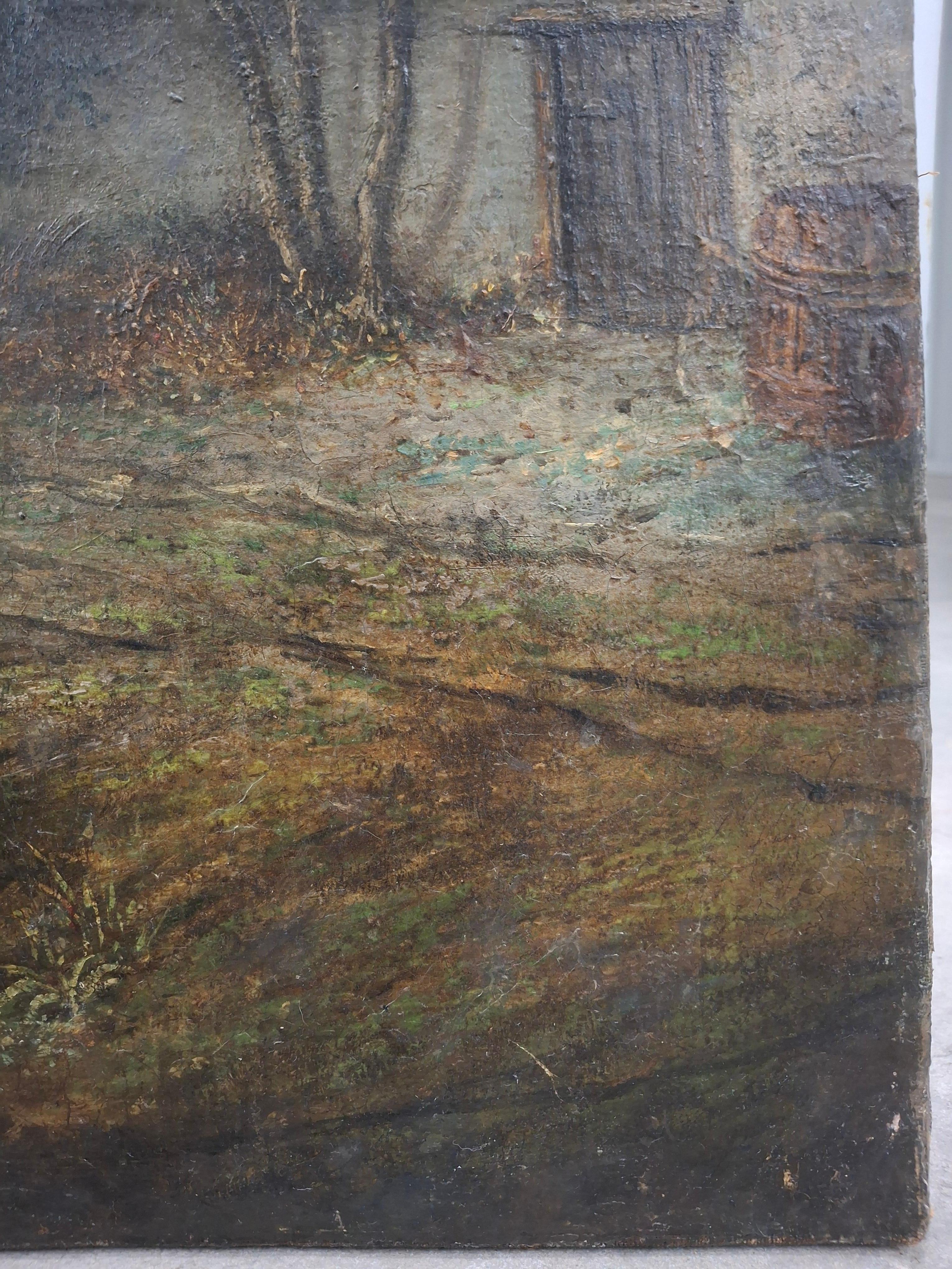 Albert Lenfant Französisch, 19. Landschaftslandschaft mit Figuren, Ölgemälde (19. Jahrhundert) im Angebot