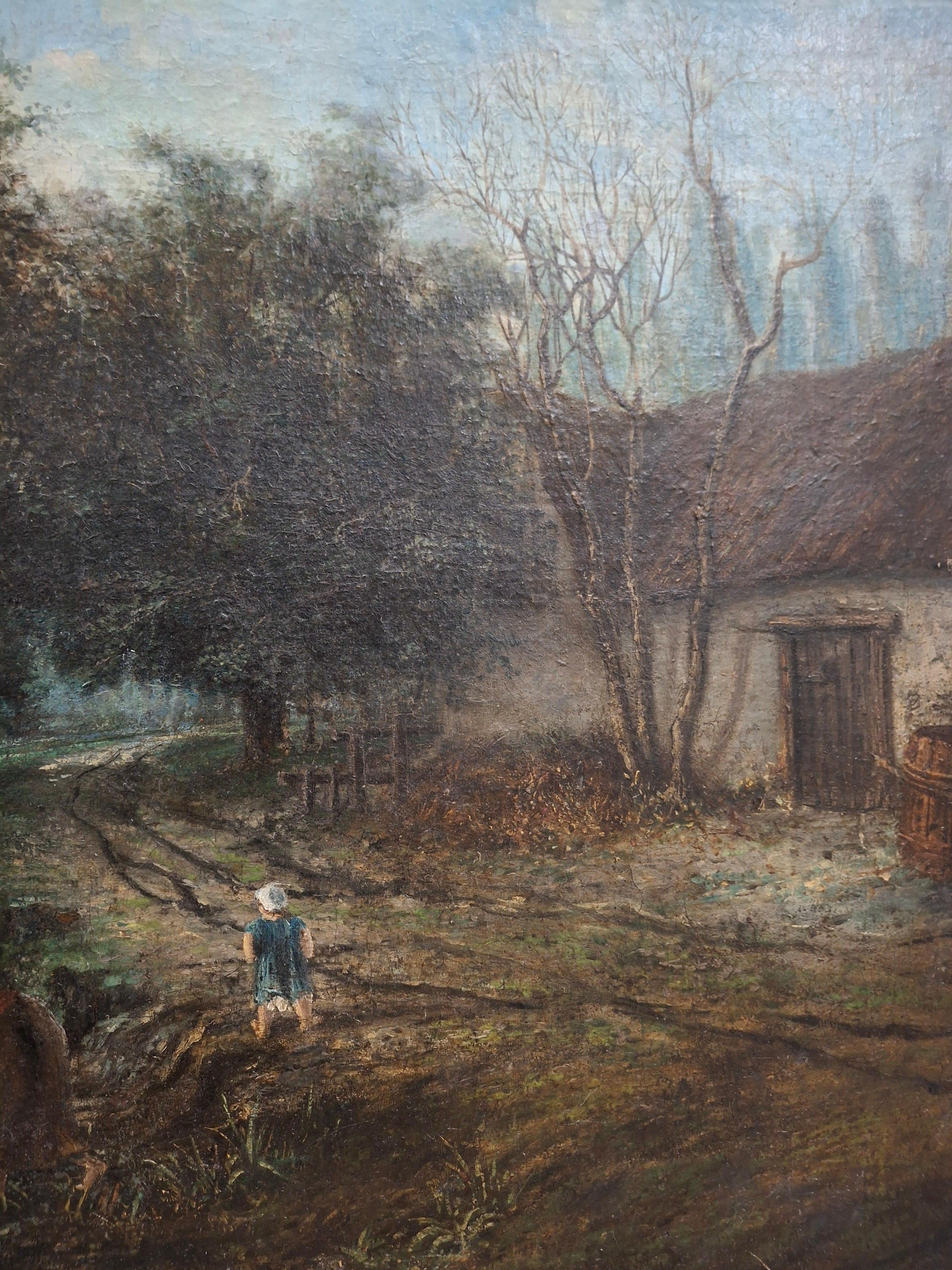 Albert Lenfant Französisch, 19. Landschaftslandschaft mit Figuren, Ölgemälde im Angebot 3