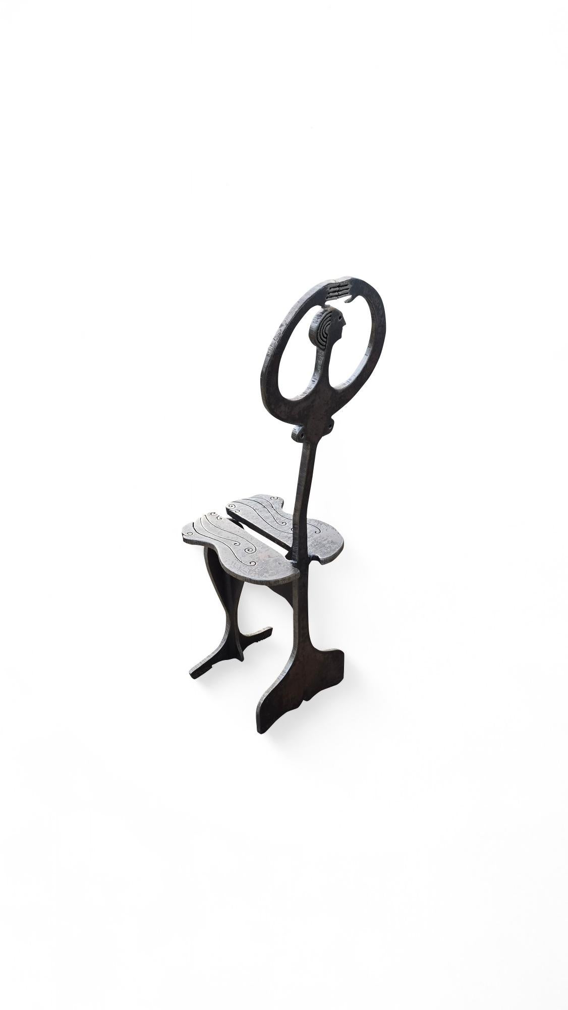 Acciaio Albert Leon Wilson Abstract Figural Chair in vendita