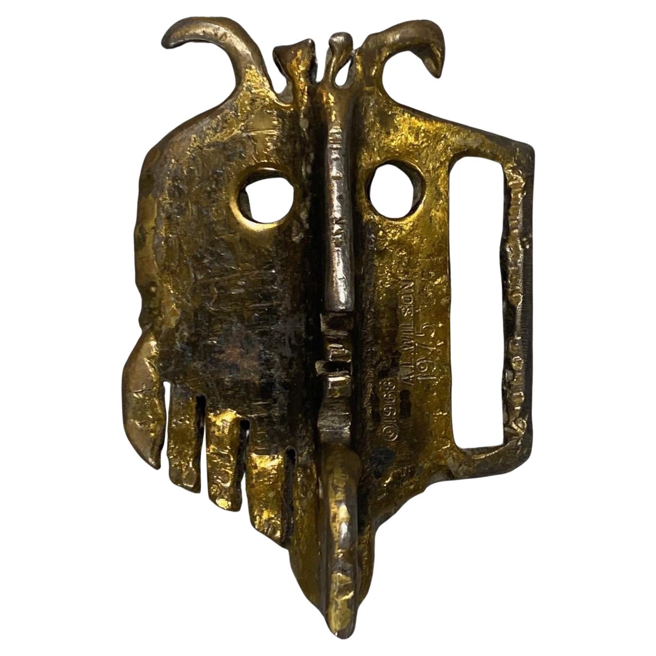 Albert Leon Wilson Signed Mid-Century Modern Abstract Owl Bird Buckle Sculpture For Sale
