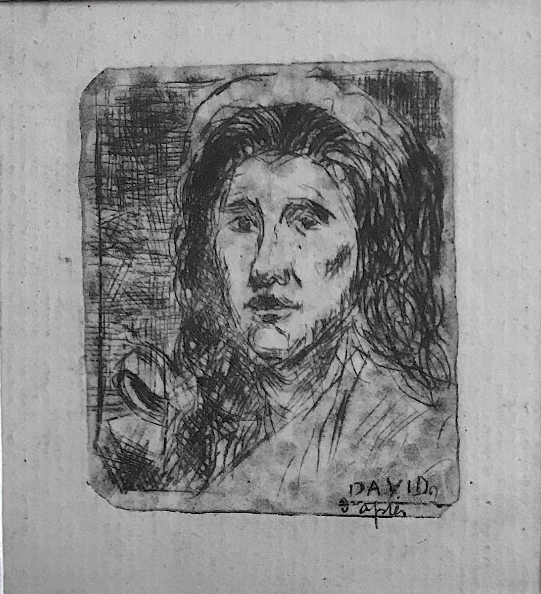 Albert Lepreux Portrait Print - Portrait After David - Etching on Paper by A. Lepreux - Early 20th Century
