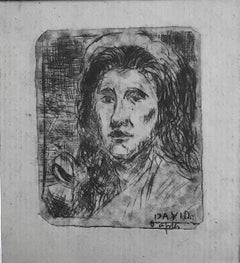 David Porträt nach David – Original-Radierung von Albert Lepreux – frühes 20. Jahrhundert