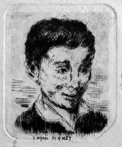 Porträt eines Jungen nach Manet - Radierung auf Papier von A. Lepreux- Anfang des 20. Jahrhunderts