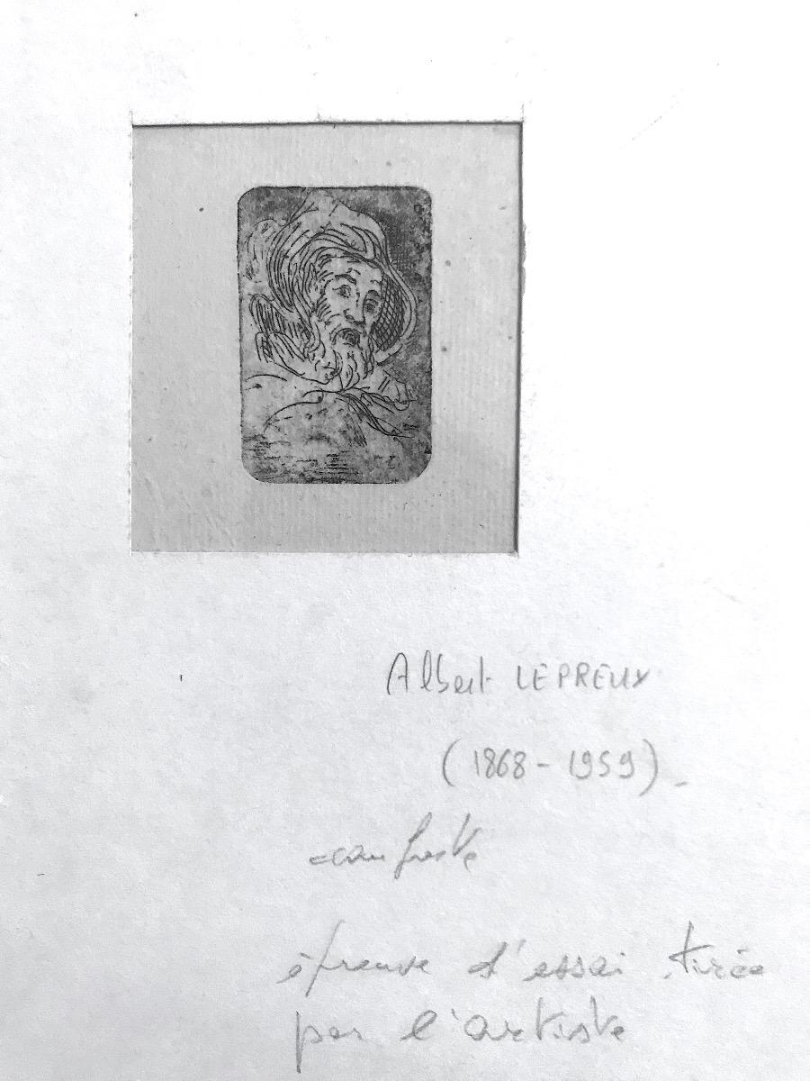 The Portrait - Original Etching by Albert Lepreux - Mid 20th Century For Sale 1