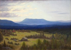 Paesaggio con montagne blu di Albert Liedbeck, Olio su tela, Spedizione gratuita