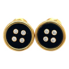 Albert Lipton 18KT Yellow Gold Onyx & Diamond Cuff-Links and 3 Studs Dress Set