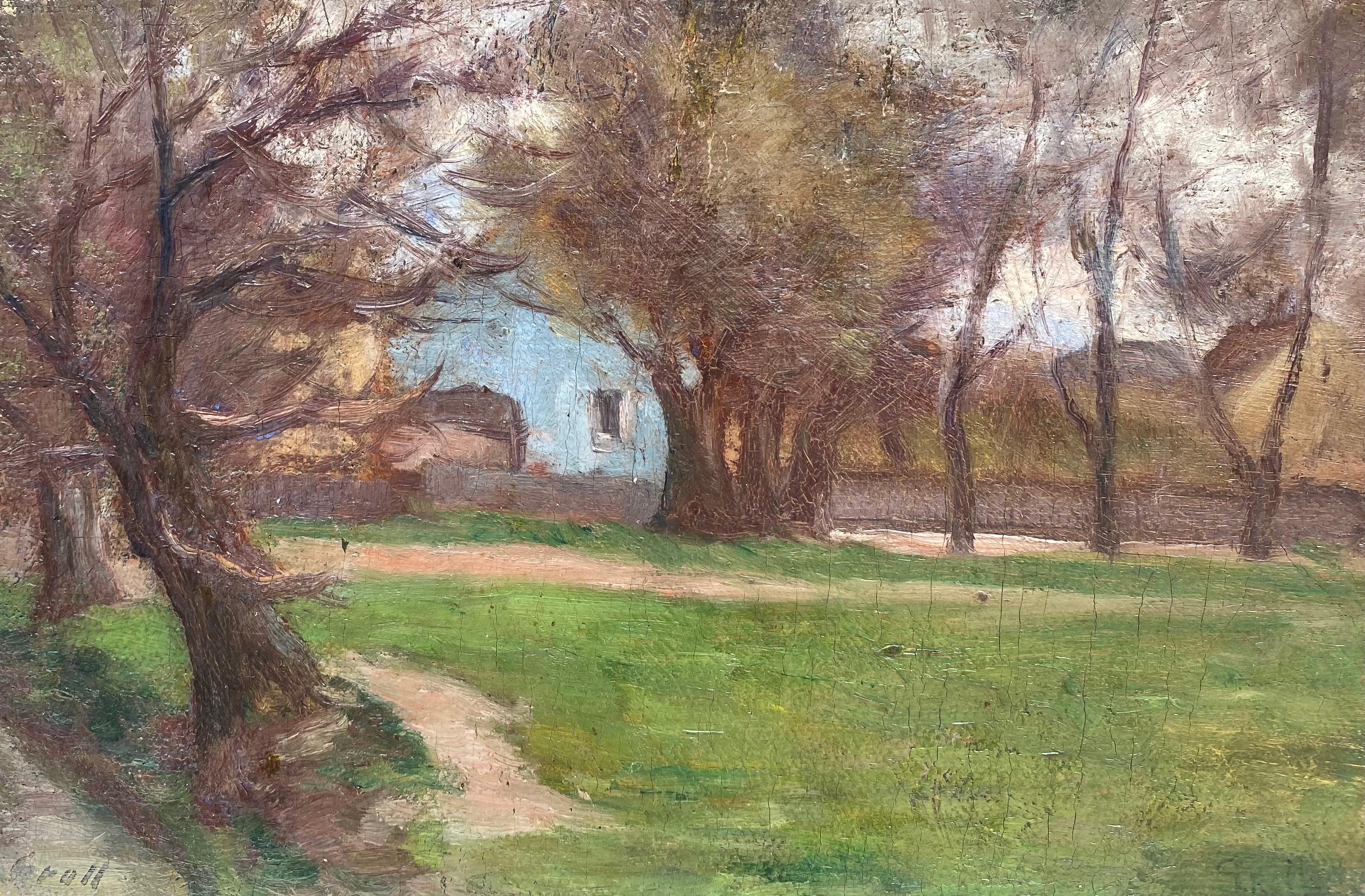 Albert Lorey Groll Landscape Painting – Ein liebenswerter Tag