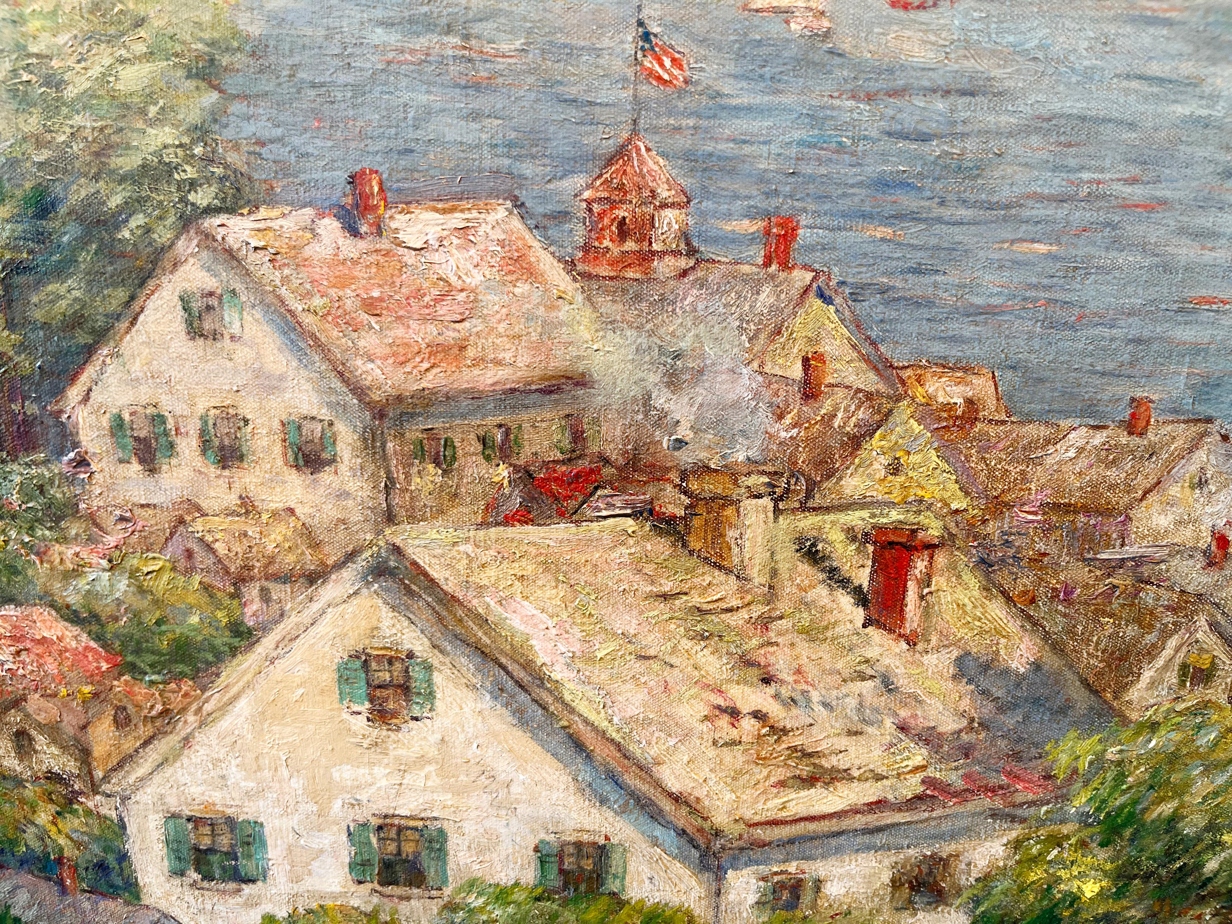 Breezy Day, Provincetown Beach View - Impressionist Painting by Albert Lorey Groll