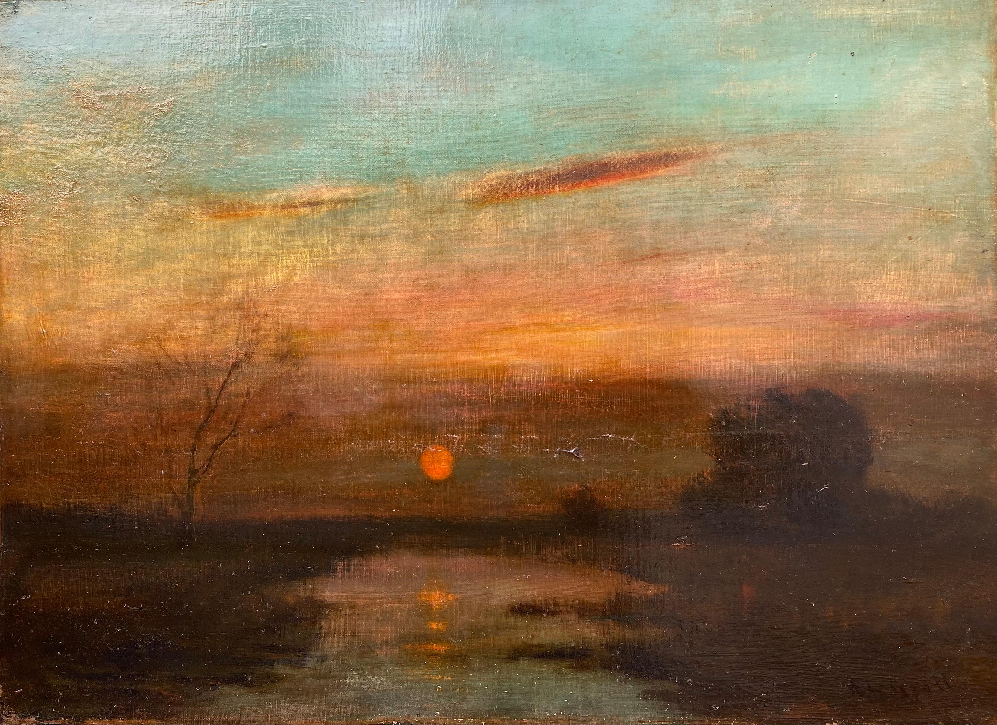 Sonnenuntergang über dem Marsh – Painting von Albert Lorey Groll