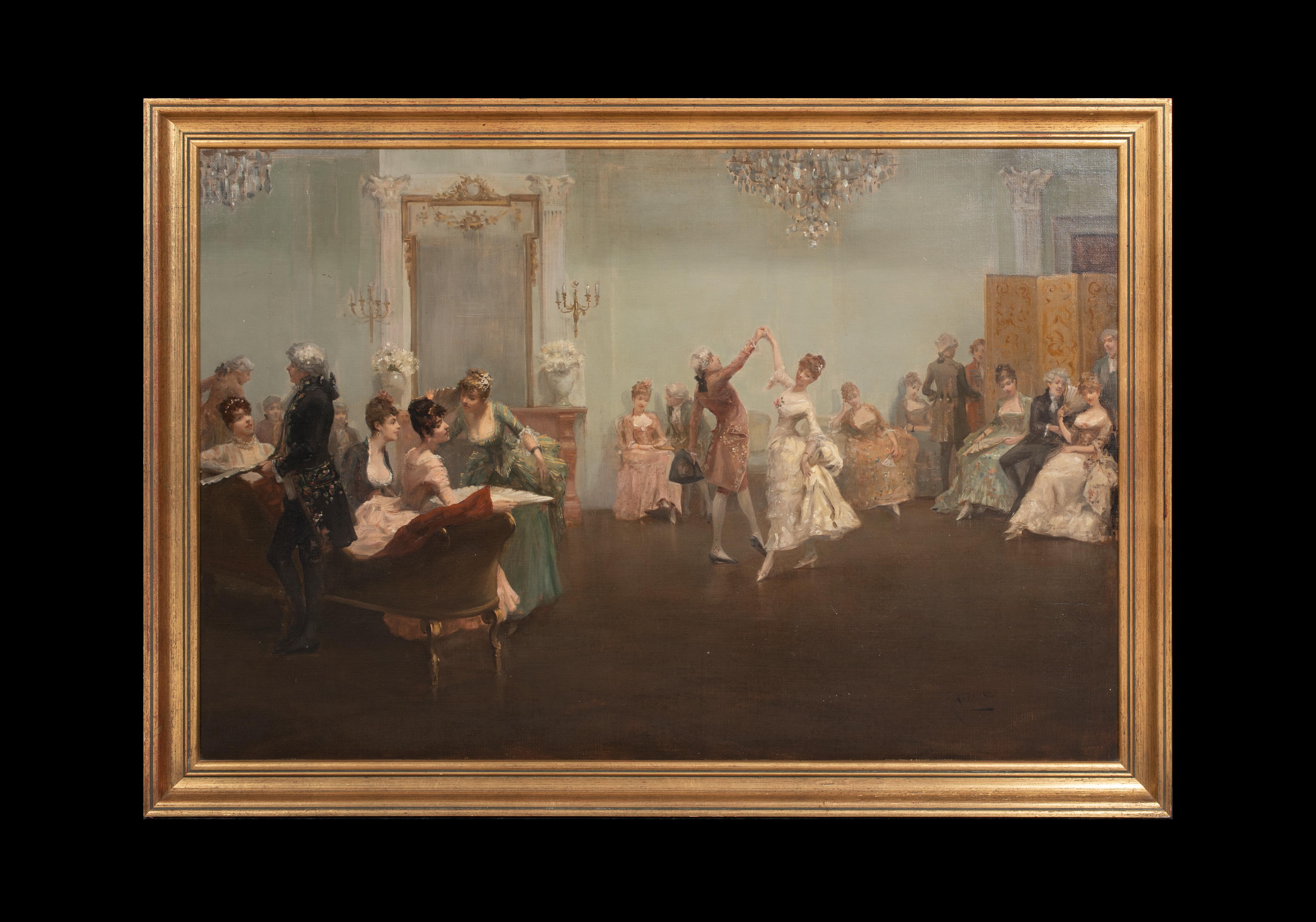 The French Ball 19th Century by ALBERT LUDOVICI (1820-1894)  - Painting by Albert Ludovici Jr.