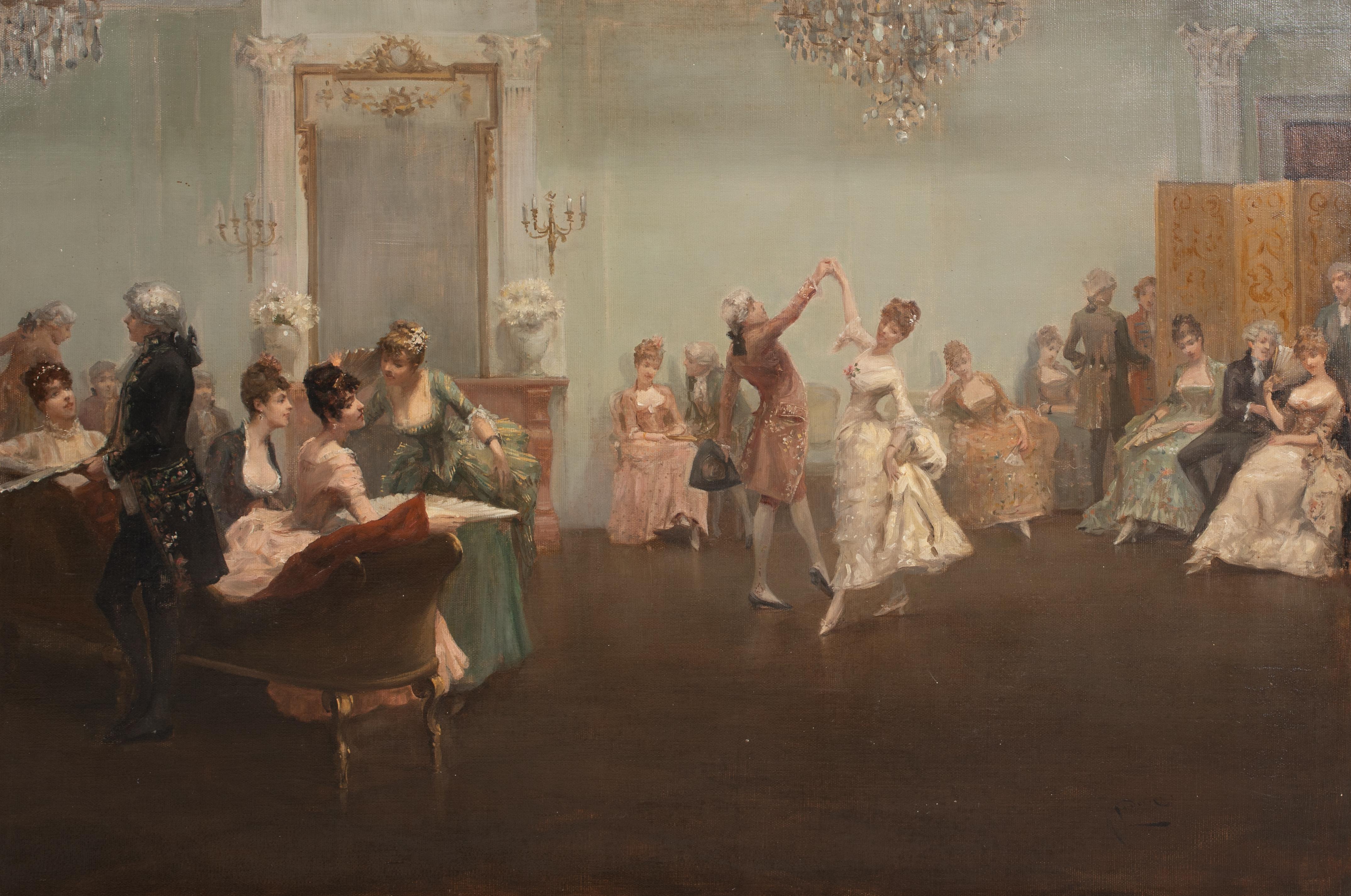The French Ball, 19th Century

by ALBERT LUDOVICI (1820-1894) to $70,000

Large 19th Century French interior scene of a ball, oil on canvas by Albert Ludovici. Excellent quality and condition large panoramic interior scene of an aristocratic soiree