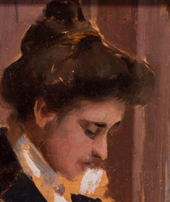 Small Impressionist French figurative painting by Peruvian artist Albert Lynch