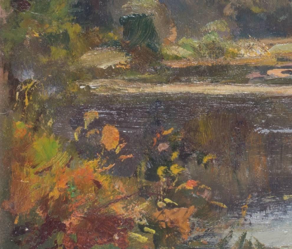Small Impressionist French landscape oil by Peruvian artist Albert Lynch 1