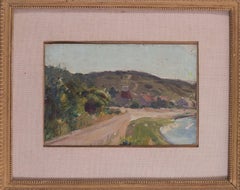 Petite peinture à l'huile impressionniste de paysage de l'artiste péruvien Albert Lynch