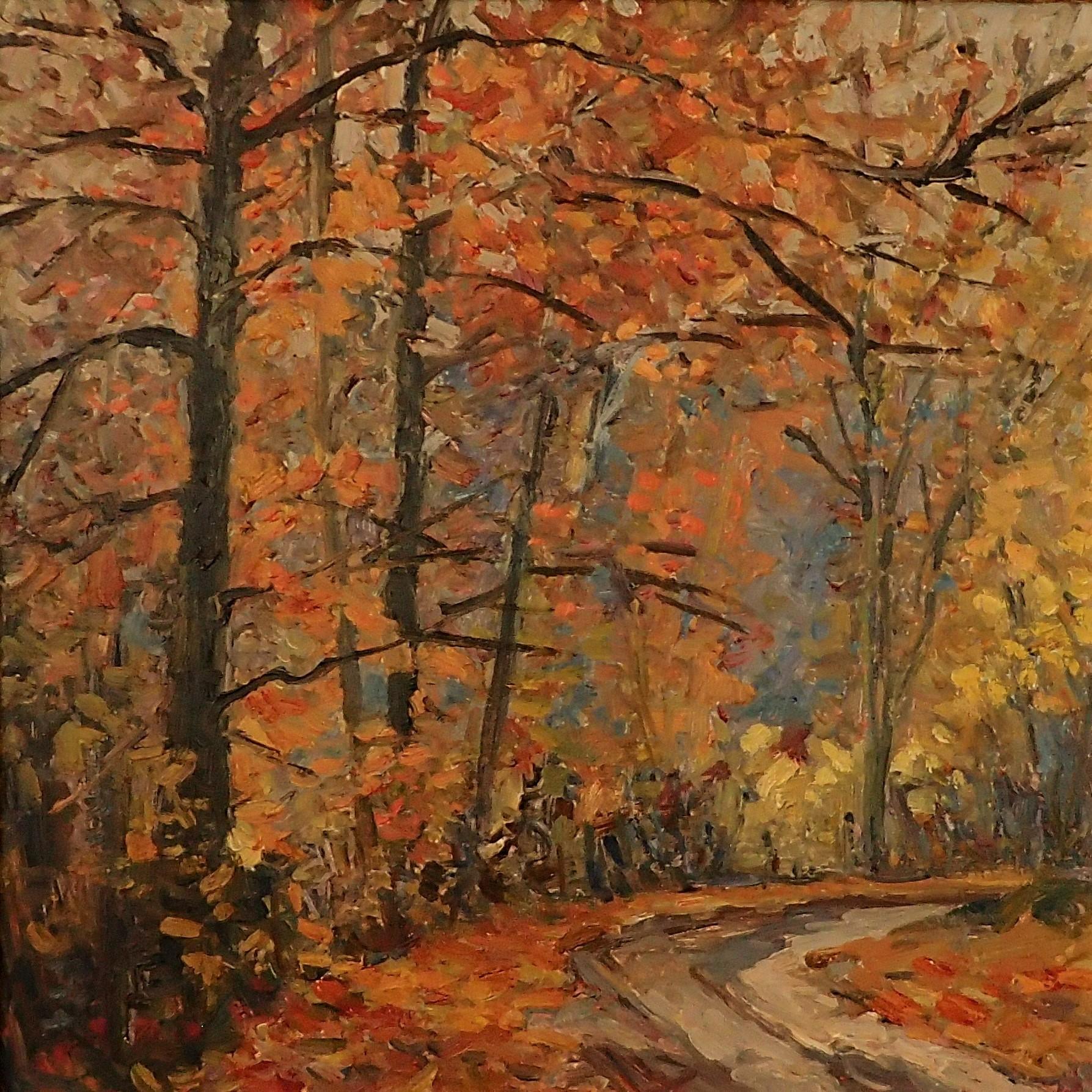 

Une belle représentation des couleurs du feuillage de la forêt en automne, une peinture à l'huile sur panneau d'Albert Malet.

Né à Bosc le Hard, au nord de Rouen en 1912, Malet commence à peindre à l'âge de 19 ans, bénéficiant des conseils de son
