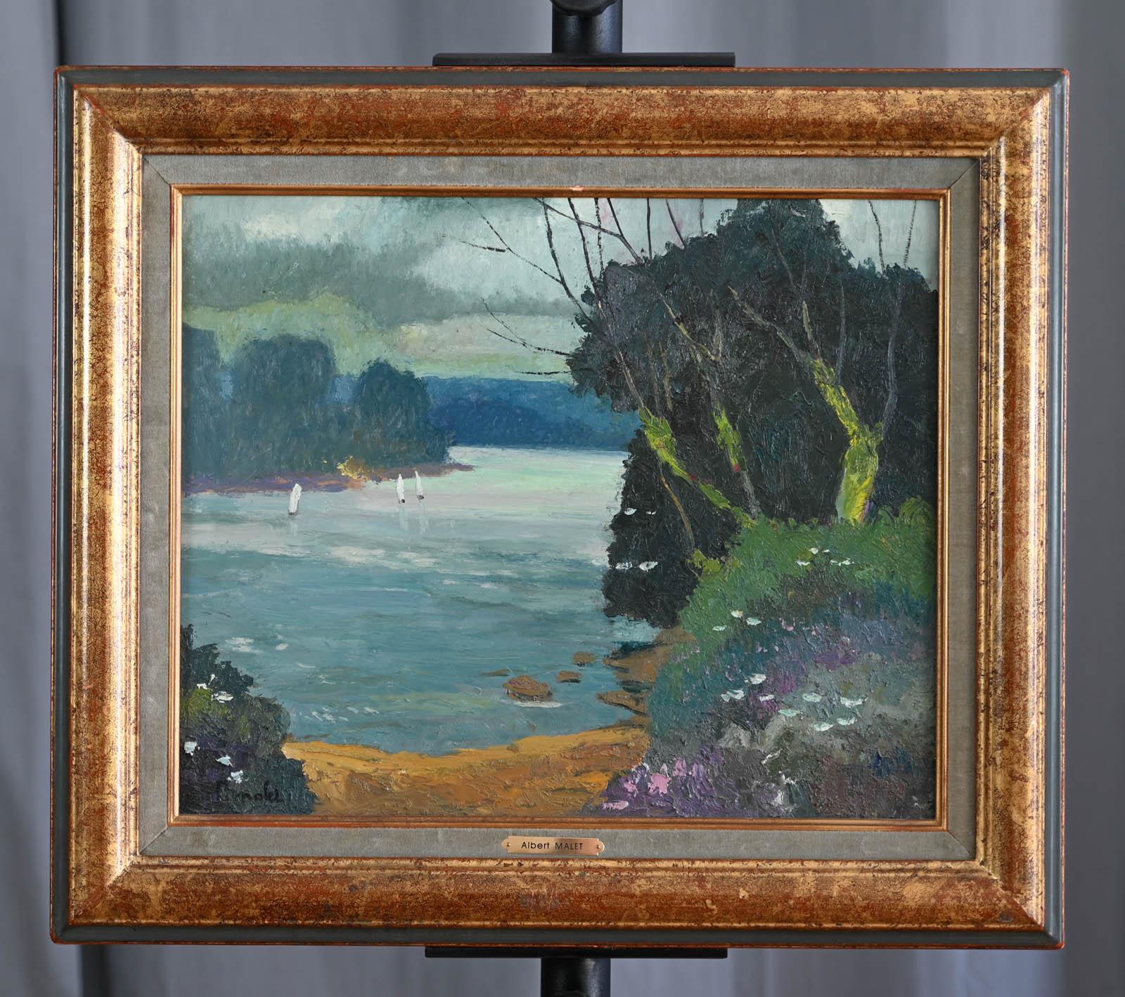 Voiliers sur la Seine, Voiliers (Post-Impressionismus), Painting, von Albert Malet