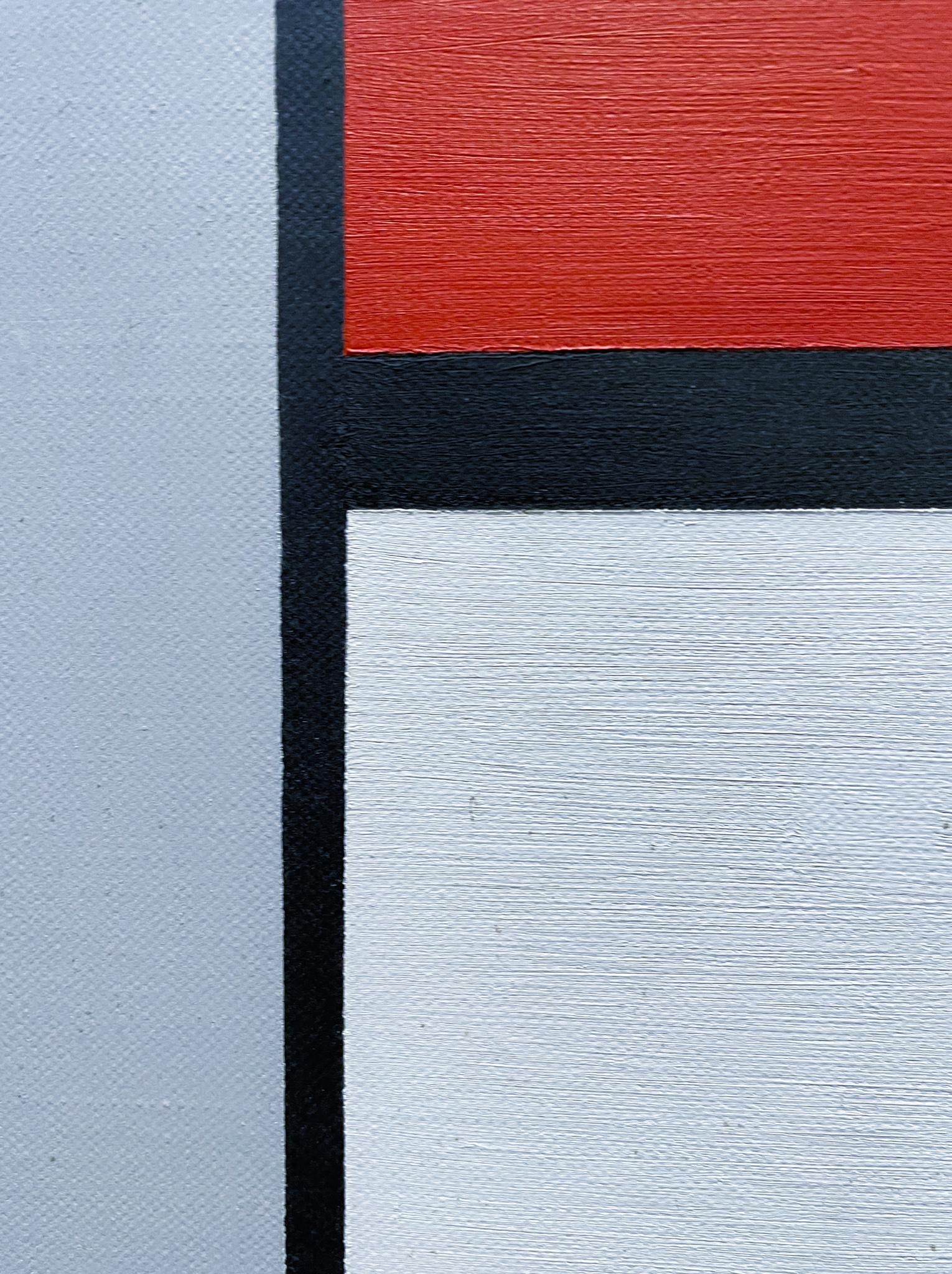Ligne, couleur, forme numéro 1, 1959, par Albert Manchak (né en 1925)
Huile sur toile
35 ½ x 35 ½ pouces non encadré
37 x 37 pouces encadré
Signé en bas à droite
Étiqueté (ALBERT MANCHAK Line, Color, Form Number 1 Geometric Abstraction in America