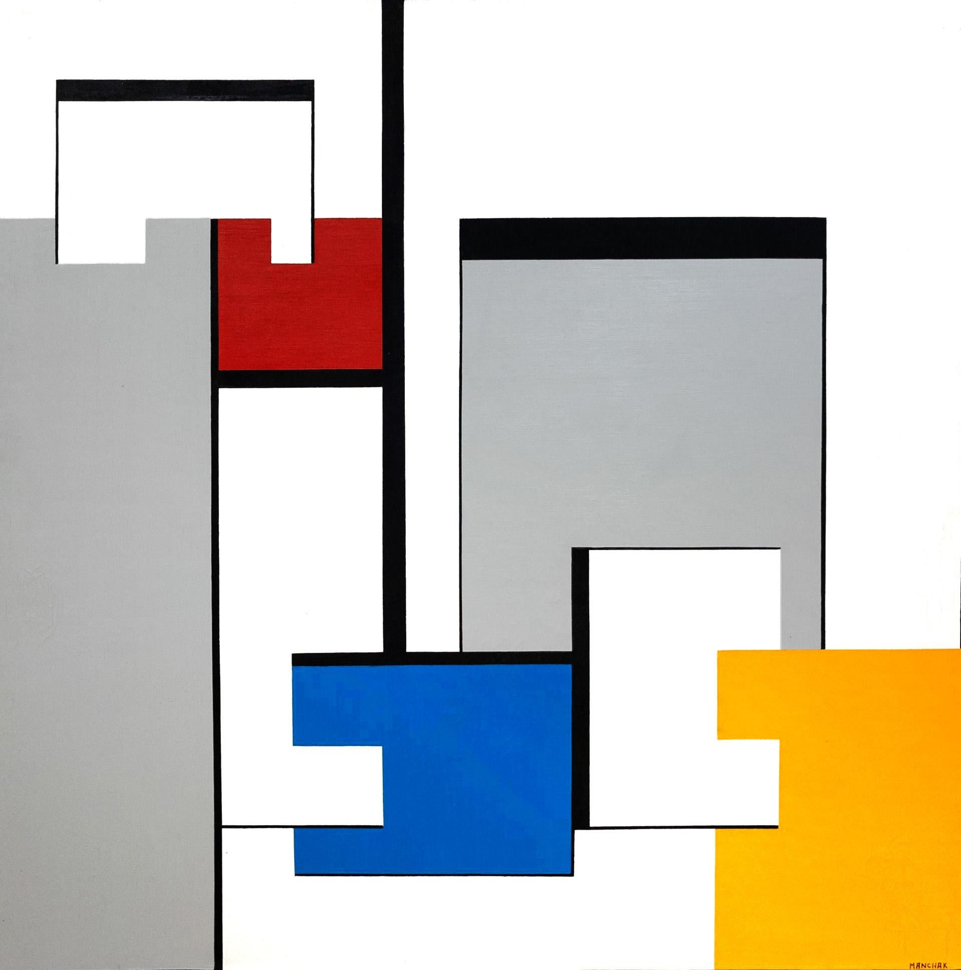 Abstract Painting Albert Manchak - Forme de couleur en ligne numéro 1