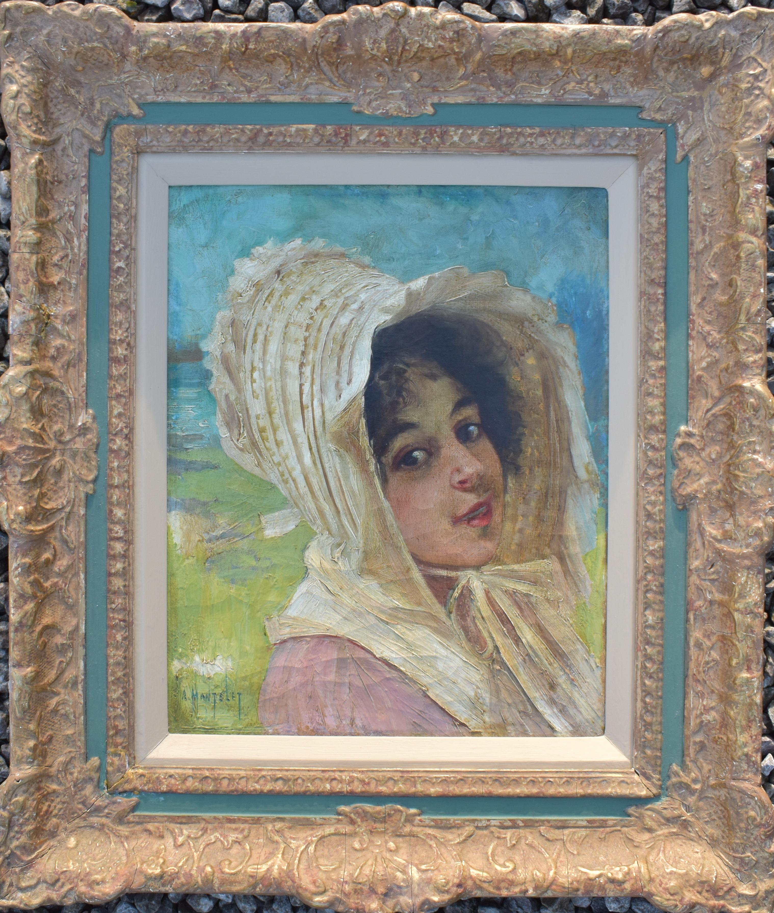 MANTELET Albert Portrait Painting - Albert MANTELET (1858-1958) French School c1900 Oil Painting