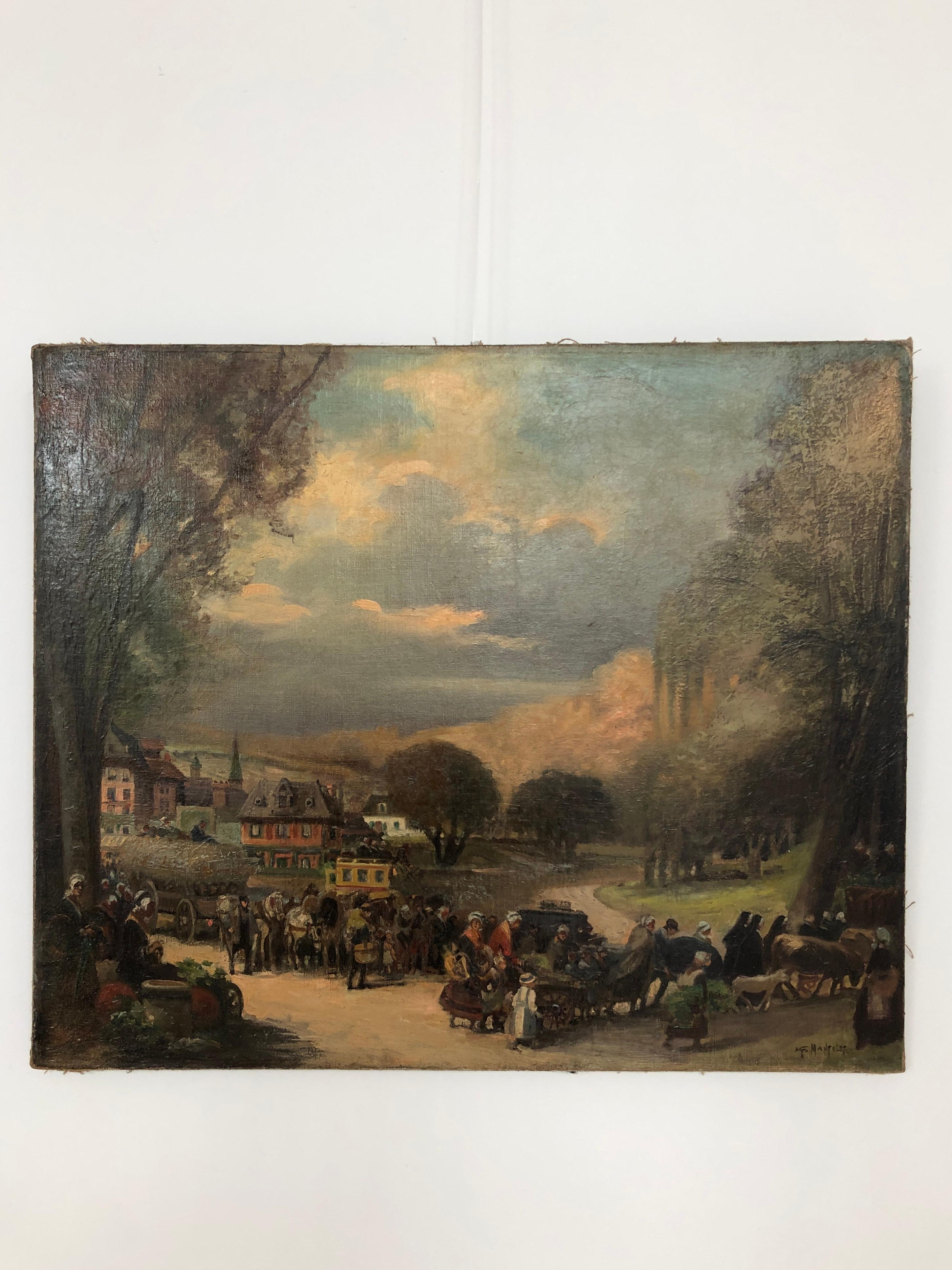 The procession - Painting de MANTELET Albert