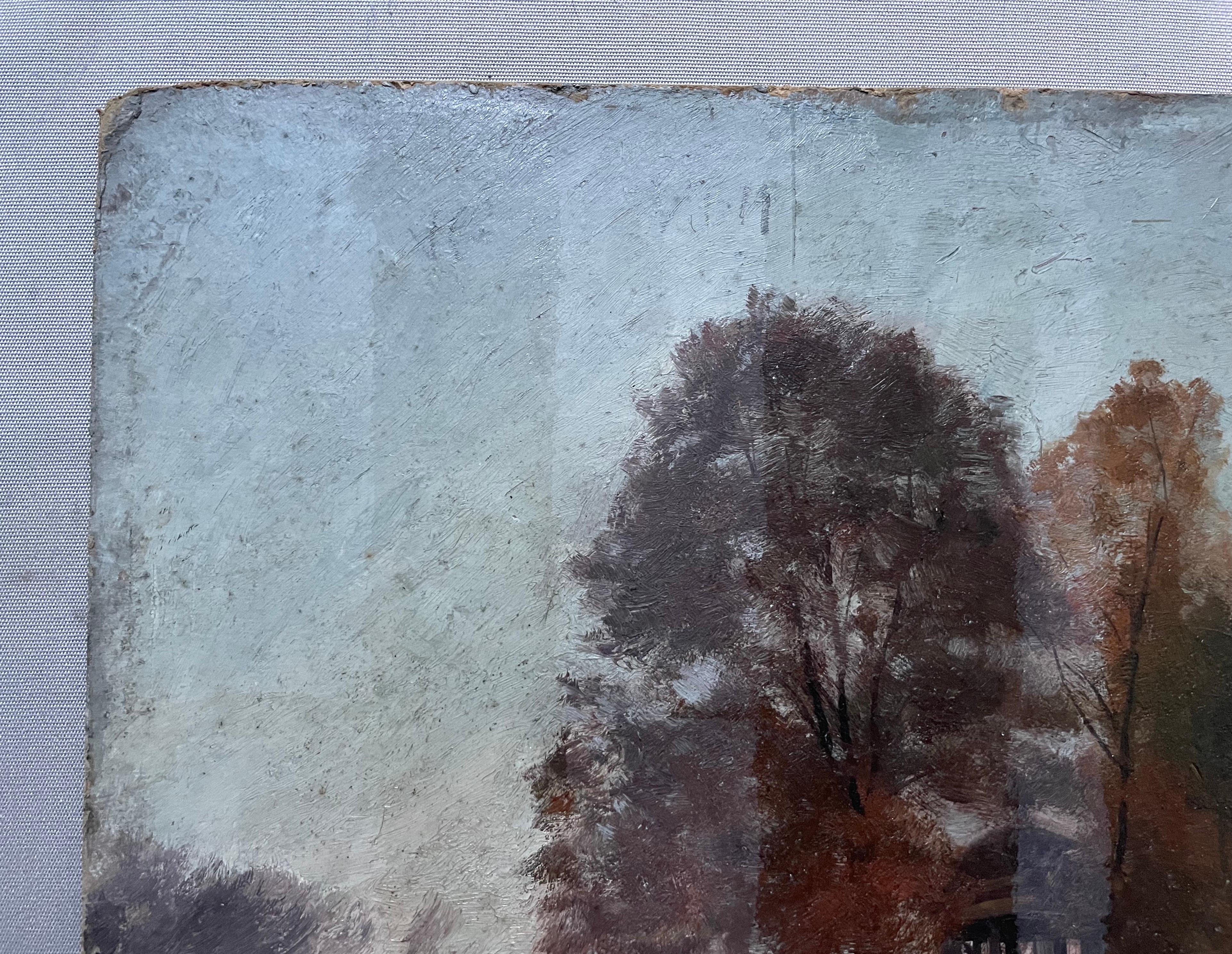 Albert Marie A. DAGNAUX (1861-1933)
Vista del Bosque de Boulogne.
Óleo sobre cartón de finales del siglo XIX, firmado abajo a la derecha..
Esquinas recortadas, pruebas de barniz (tiras de barniz).
37,5 x 46 cm