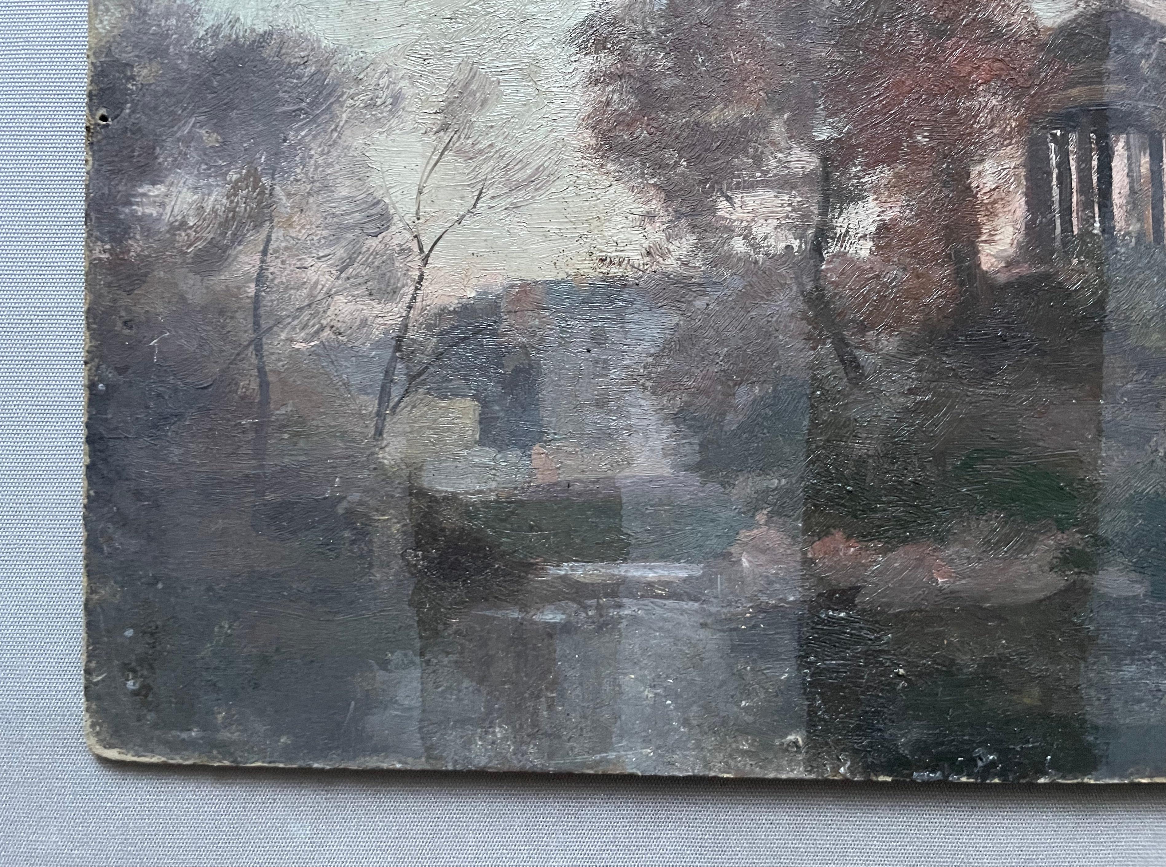 Albert Dagnaux, Vista del bosque de Boulogne, Óleo sobre cartón 3