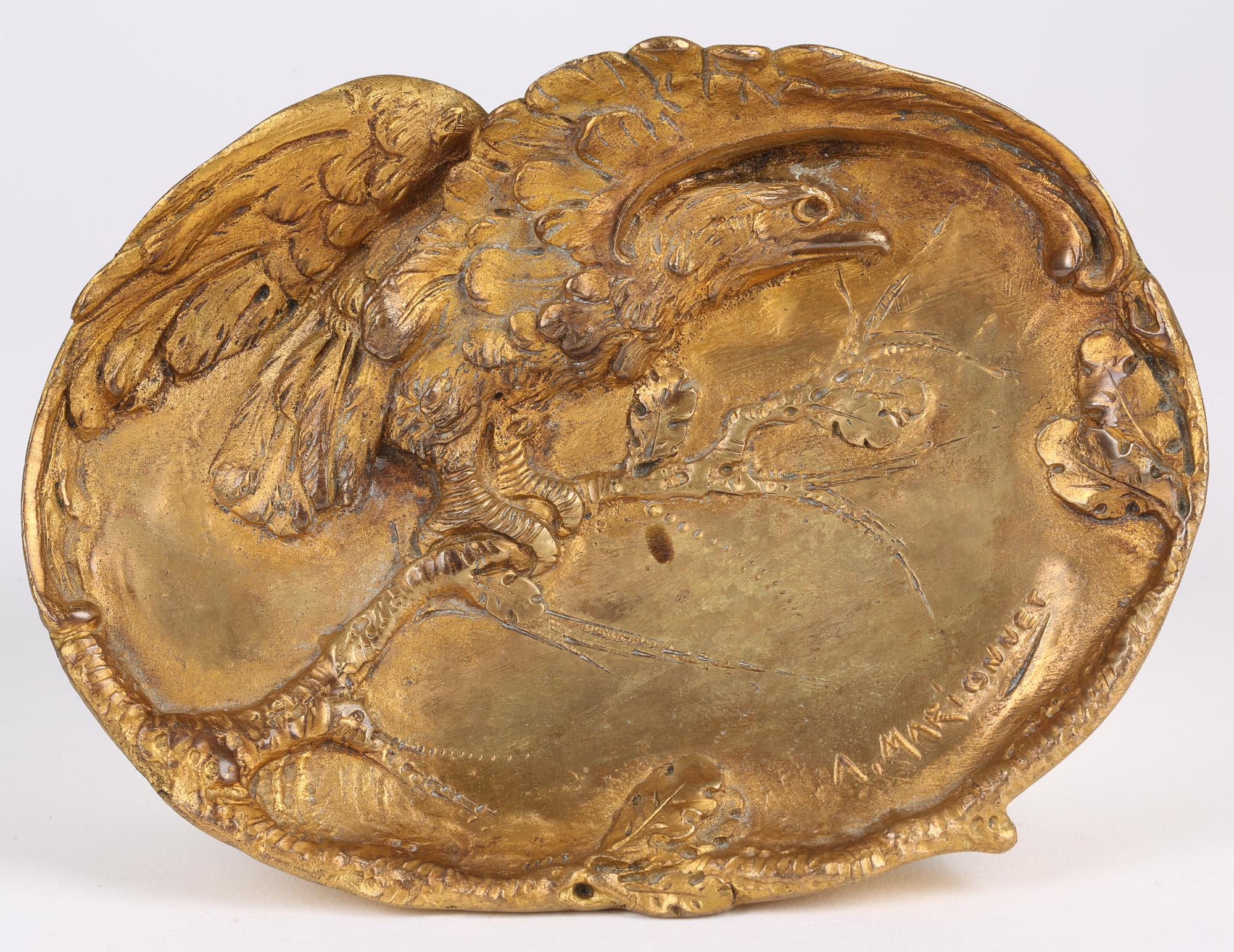 Albert Marionnet French Art Nouveau Gilded Bronze Eagle Card Tray In Good Condition In Bishop's Stortford, Hertfordshire