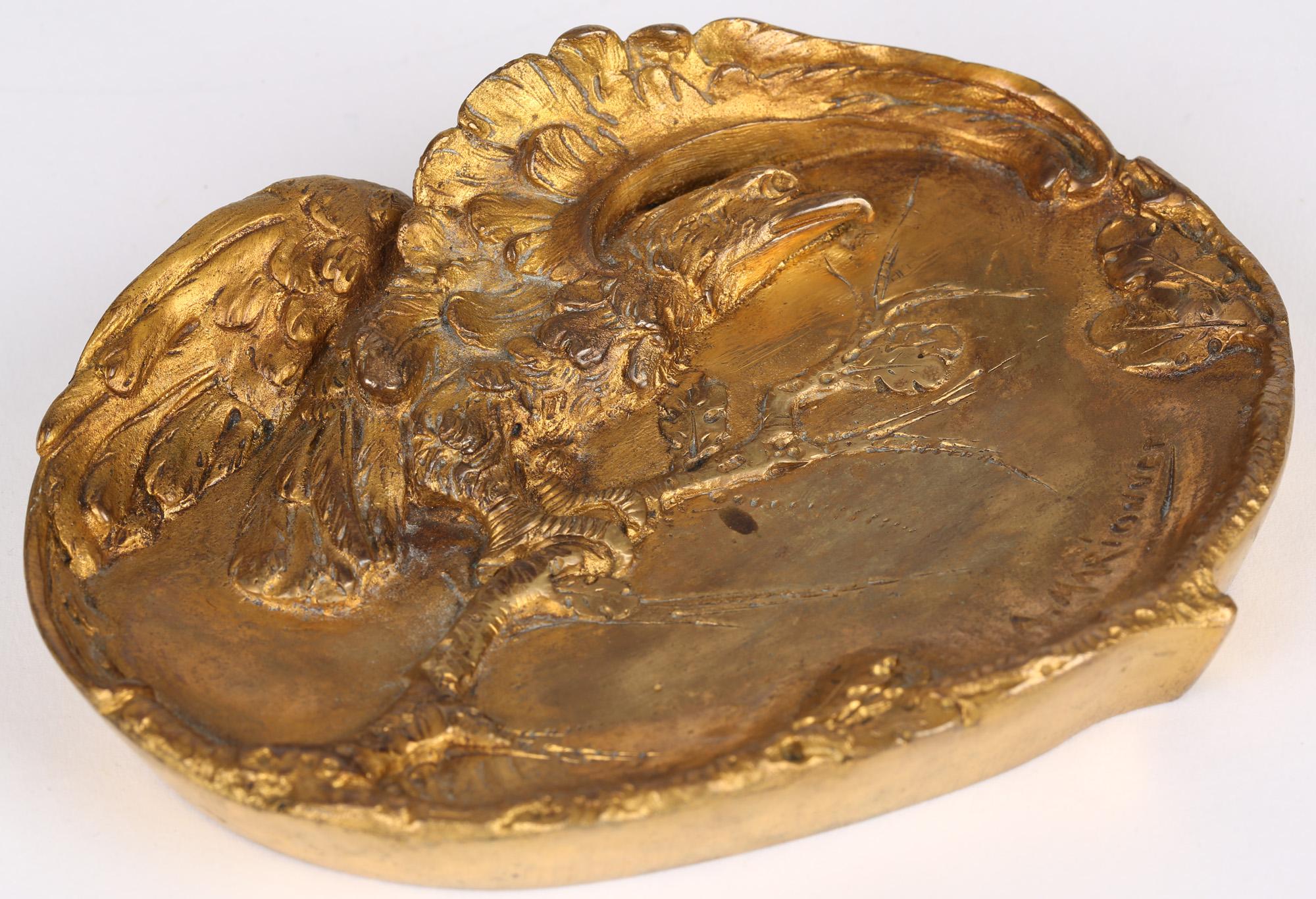 19th Century Albert Marionnet French Art Nouveau Gilded Bronze Eagle Card Tray