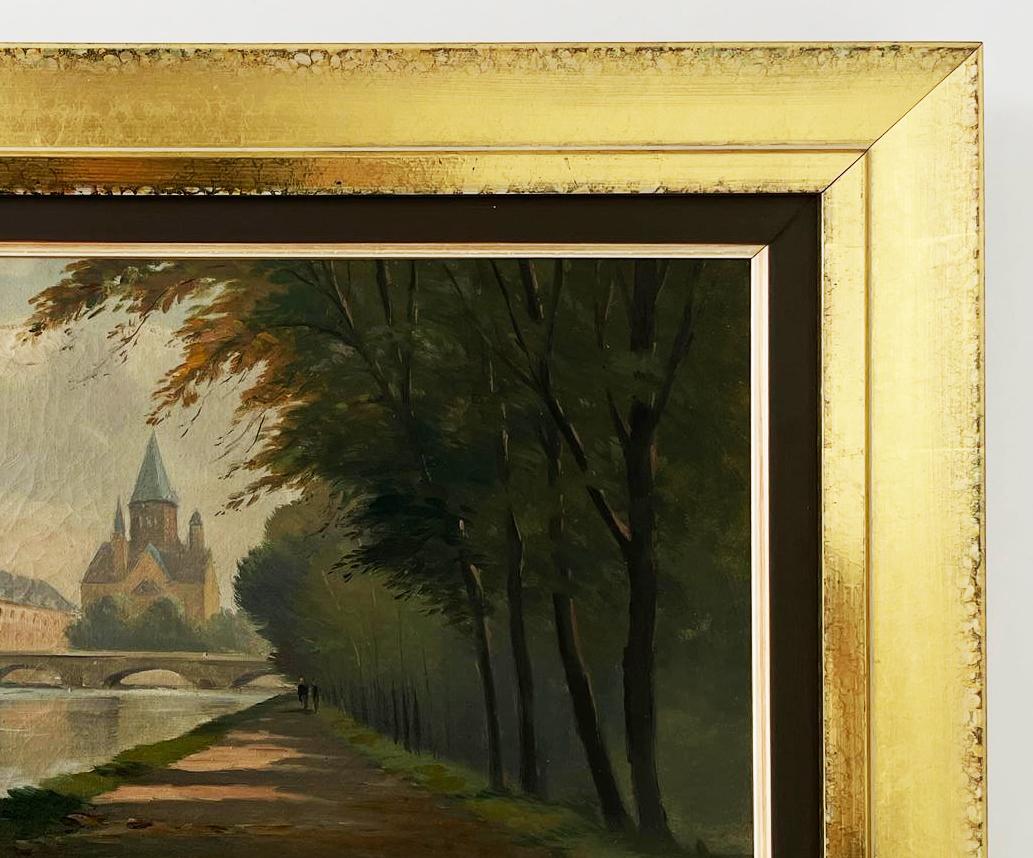 Albert Marks, Öl auf Leinwand, 1930er Jahre, Landschaft in vergoldetem Rahmen, von berühmtem Rahmen im Angebot 4