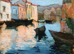 Canal a Venise – Fauvistisch Öl:: Gondeln am Canal – Landschaft von Albert Marquet