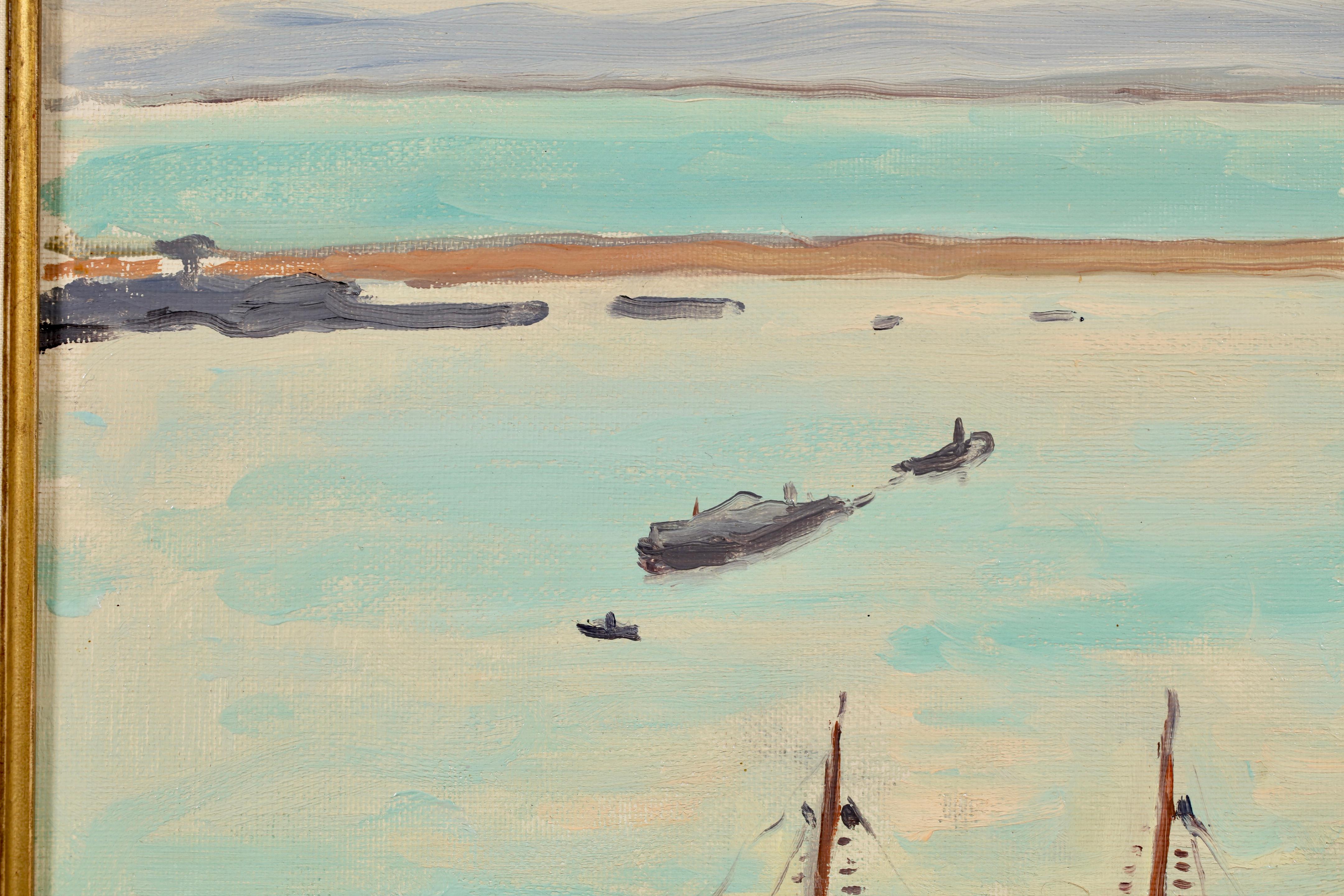 Le Bateau Rouge a Alger - Postimpressionistische Seelandschaft Öl von Albert Marquet im Angebot 9