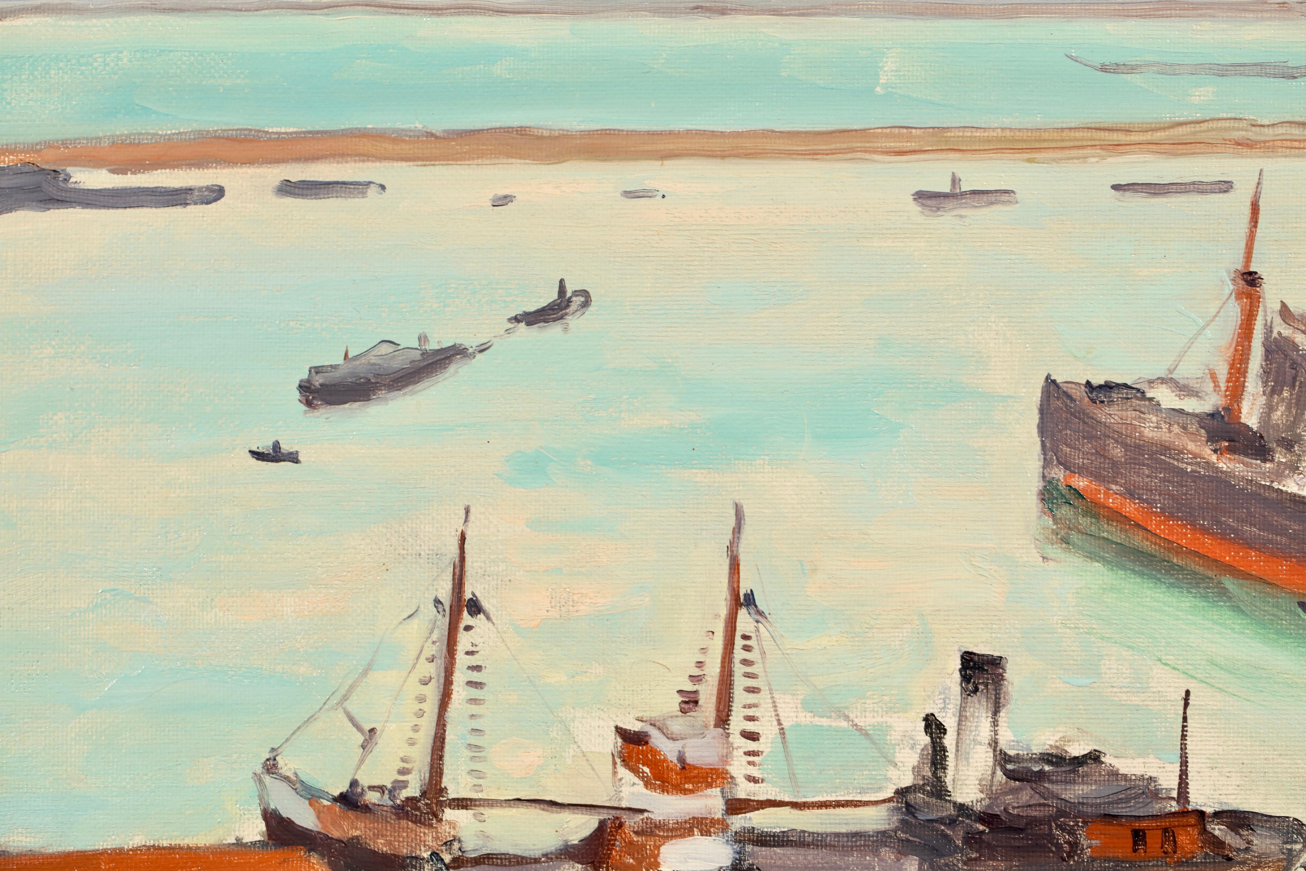 Le Bateau Rouge a Alger - Postimpressionistische Seelandschaft Öl von Albert Marquet im Angebot 4