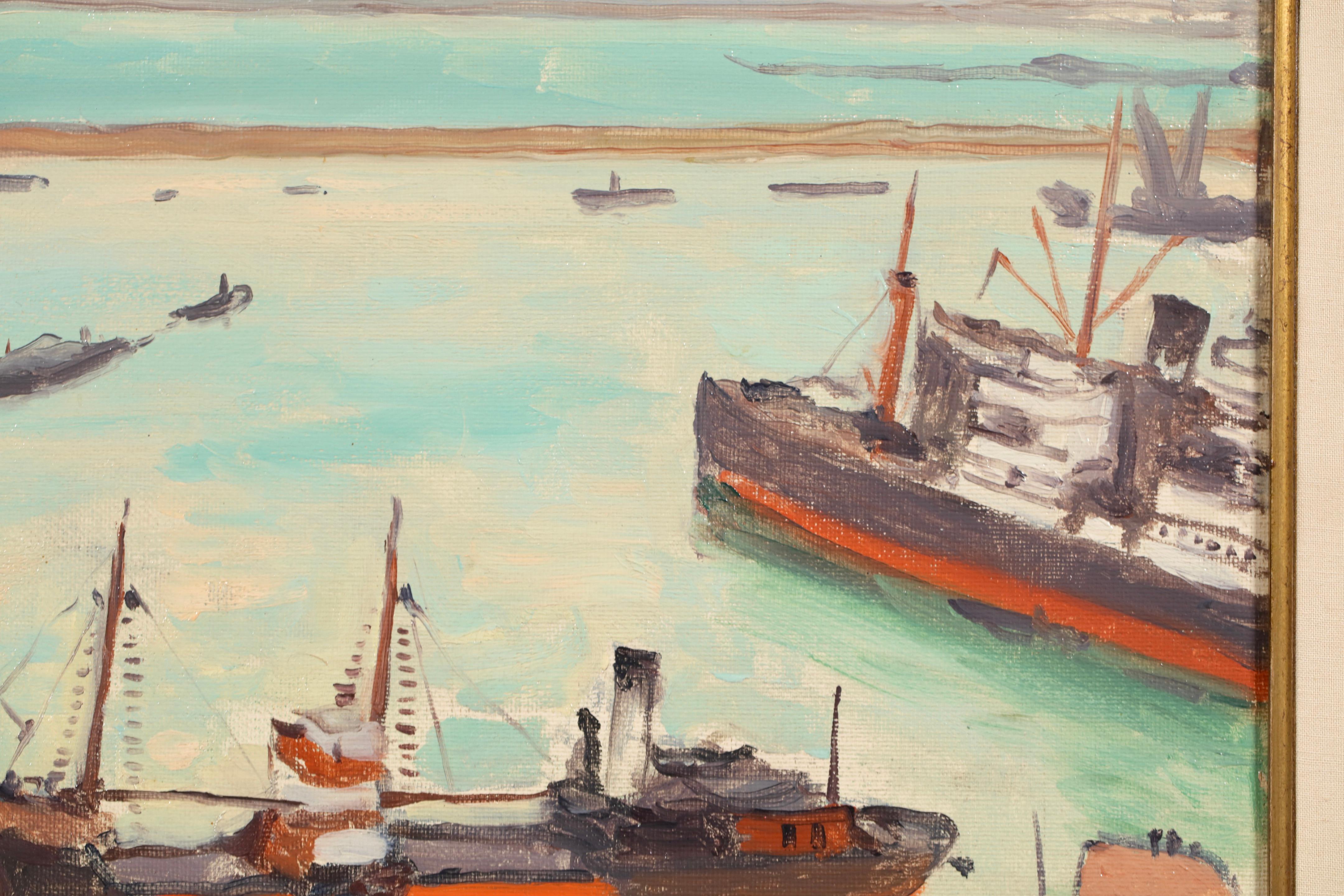 Le Bateau Rouge a Alger - Postimpressionistische Seelandschaft Öl von Albert Marquet im Angebot 5