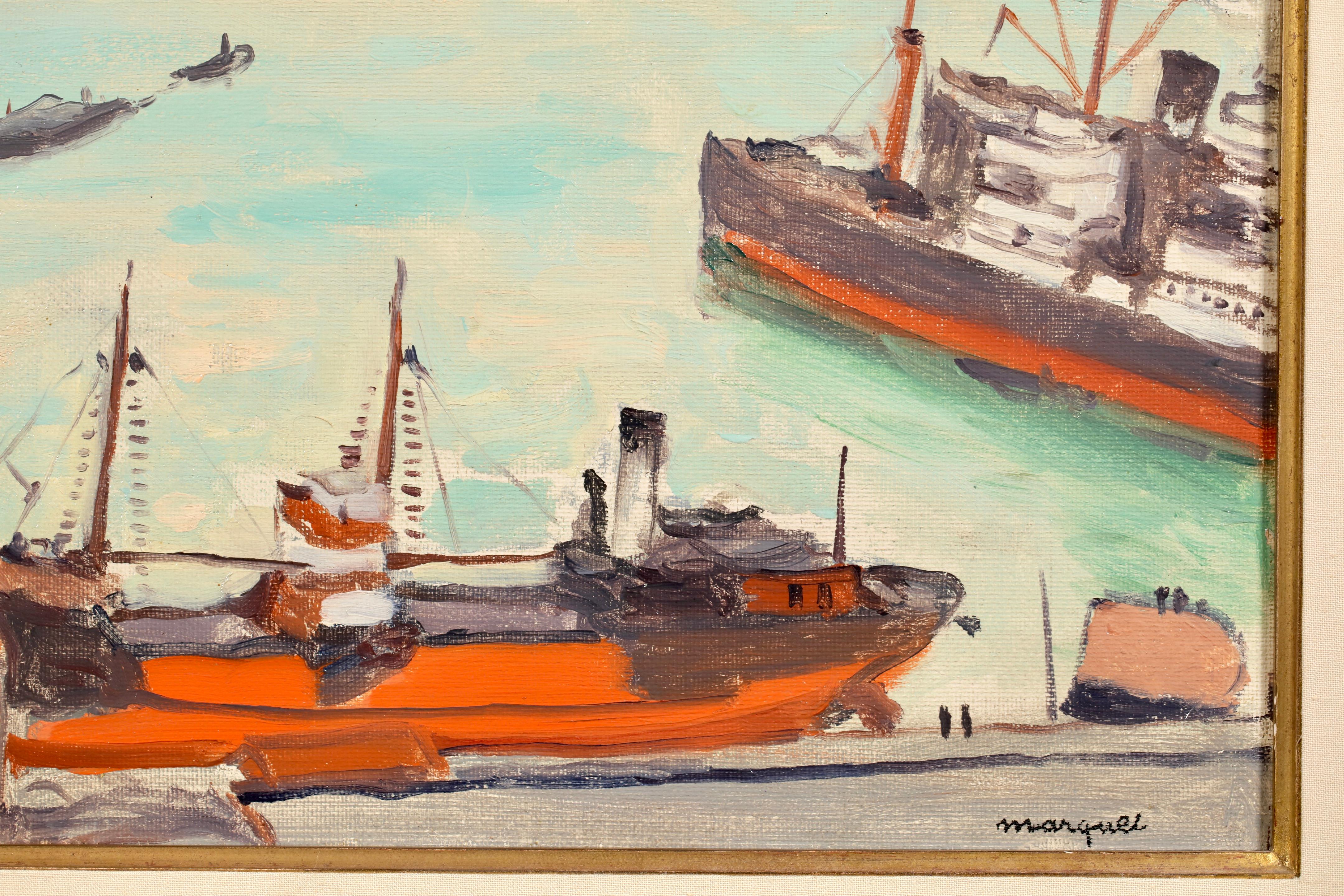 Le Bateau Rouge a Alger - Postimpressionistische Seelandschaft Öl von Albert Marquet im Angebot 6