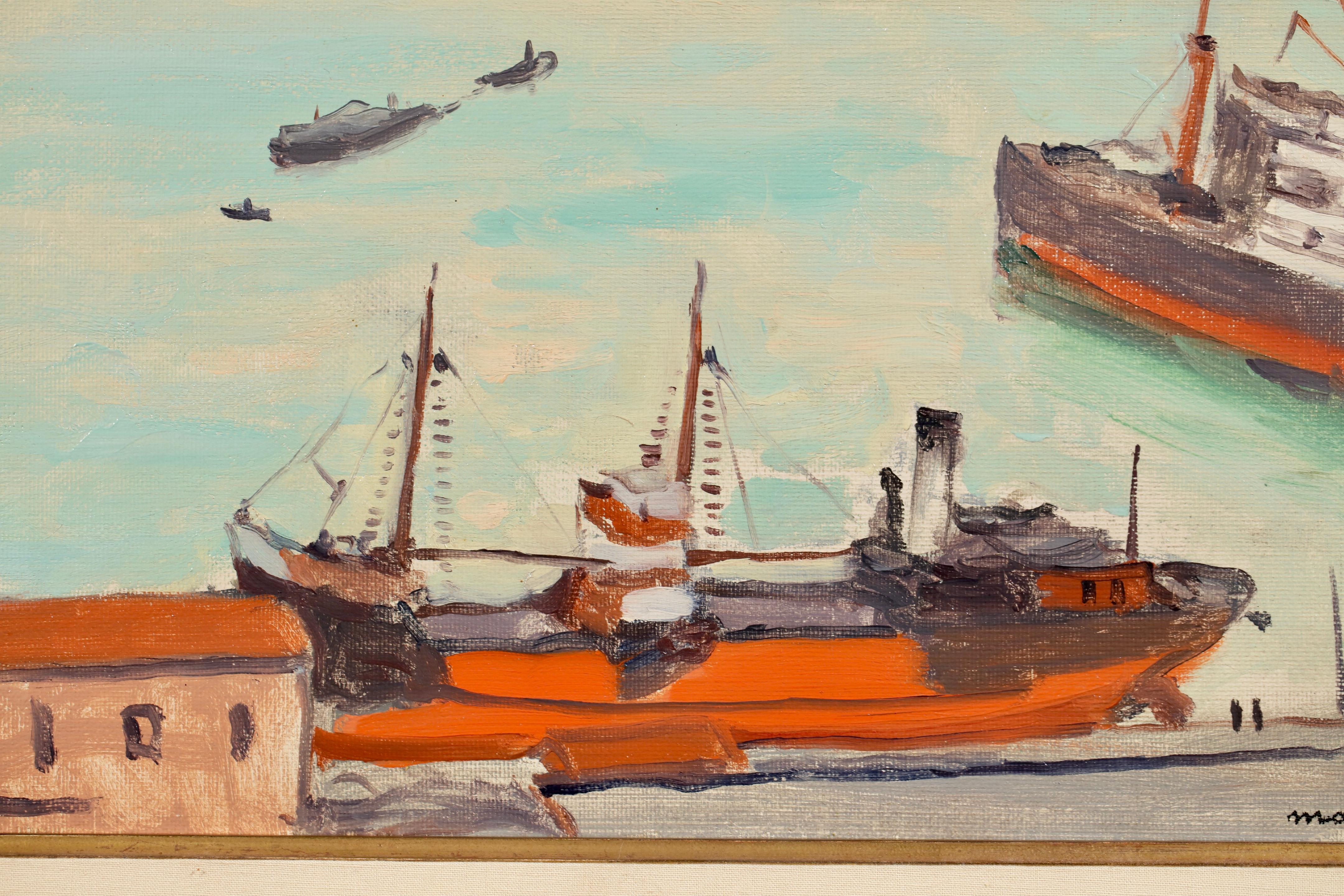 Le Bateau Rouge a Alger - Postimpressionistische Seelandschaft Öl von Albert Marquet im Angebot 7