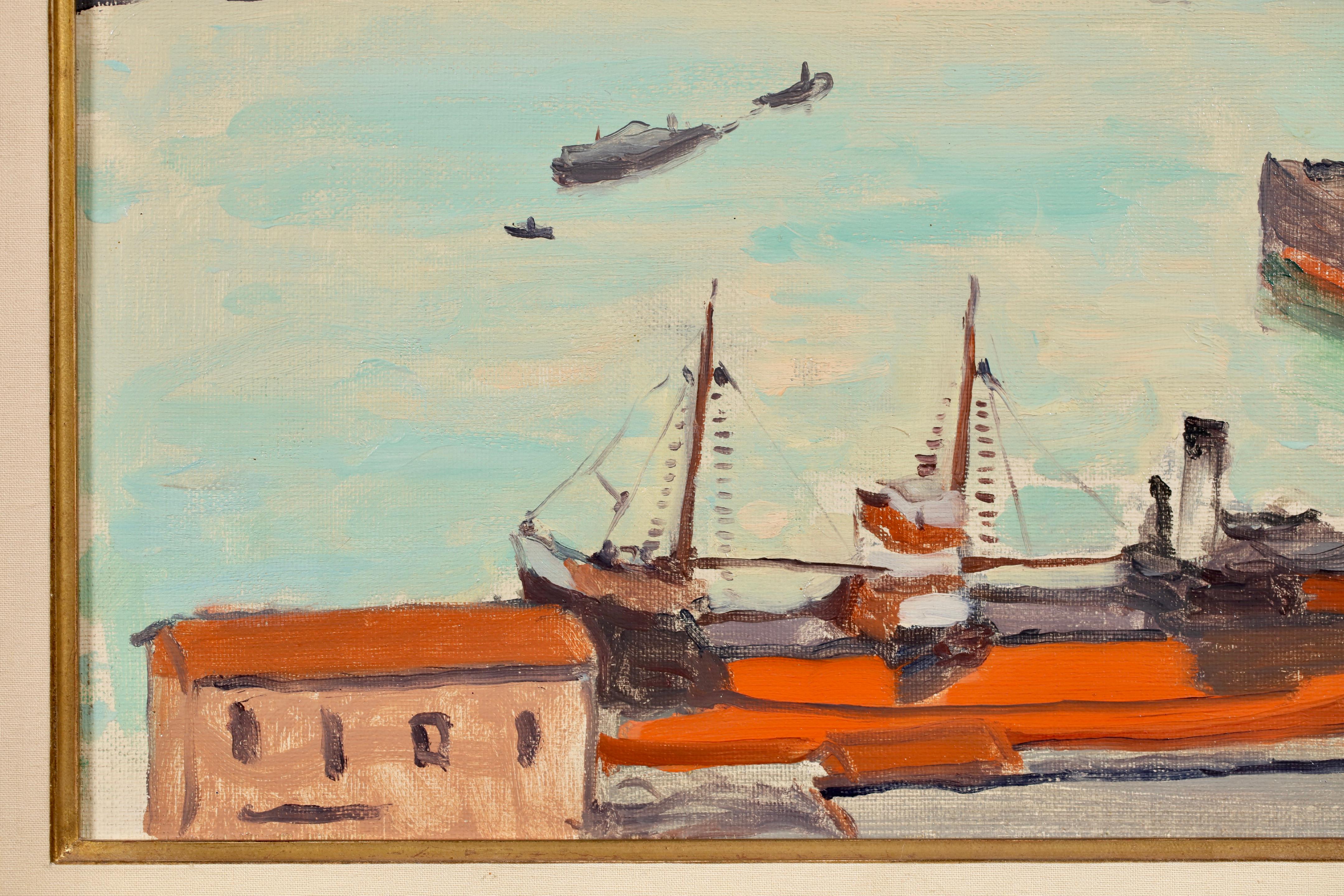 Le Bateau Rouge a Alger - Postimpressionistische Seelandschaft Öl von Albert Marquet im Angebot 8
