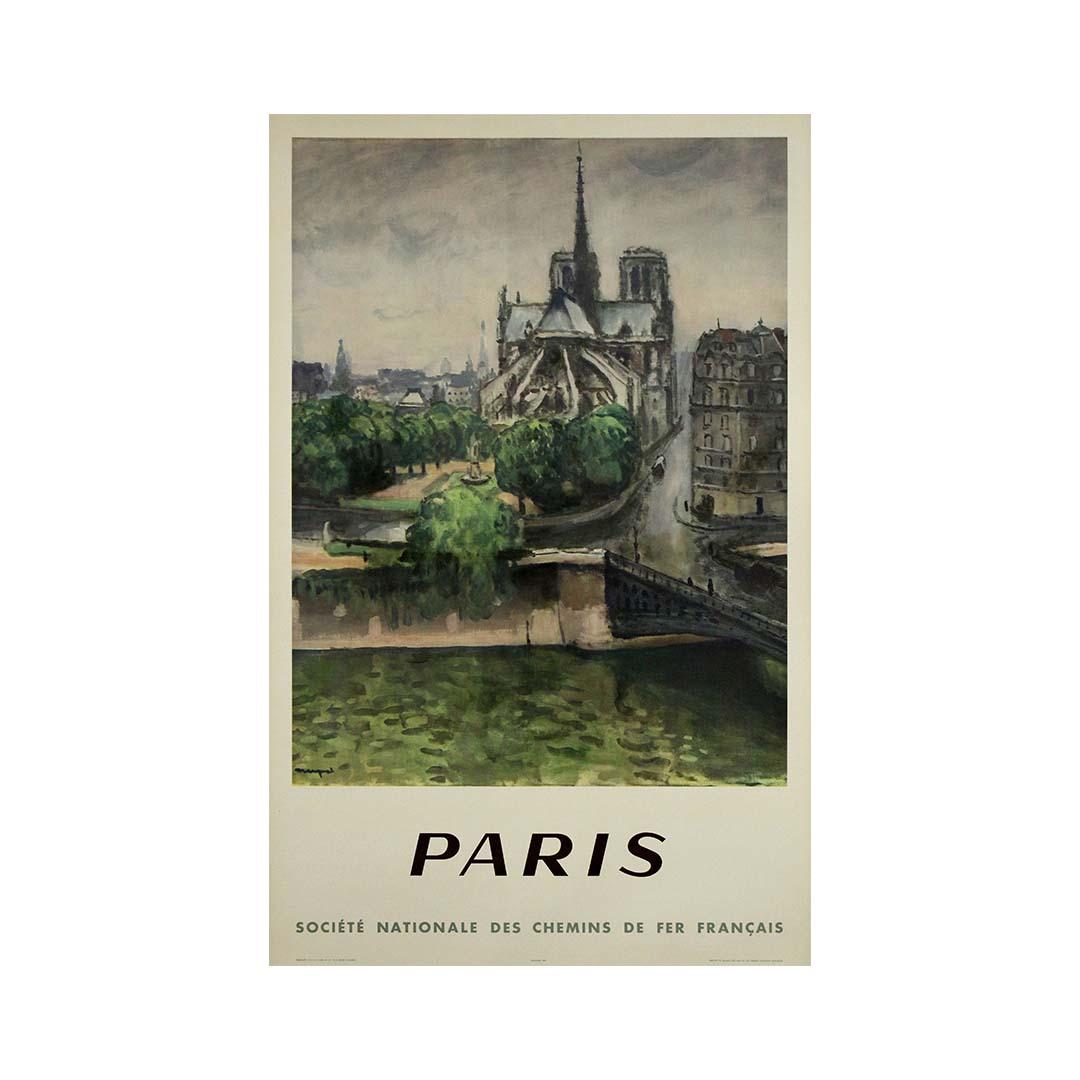 Affiche de voyage originale de 1950 d'Albert Marquet - Paris Cathédrale Notre Dame en vente 3