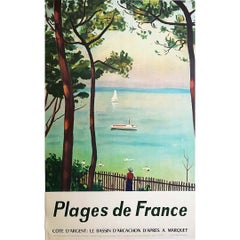 1960 Affiche de voyage originale d'Albert Marquet - Les plages de la France