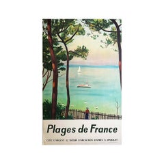 Vintage 1960 Original travel poster by Albert Marquet - Les plages de la France