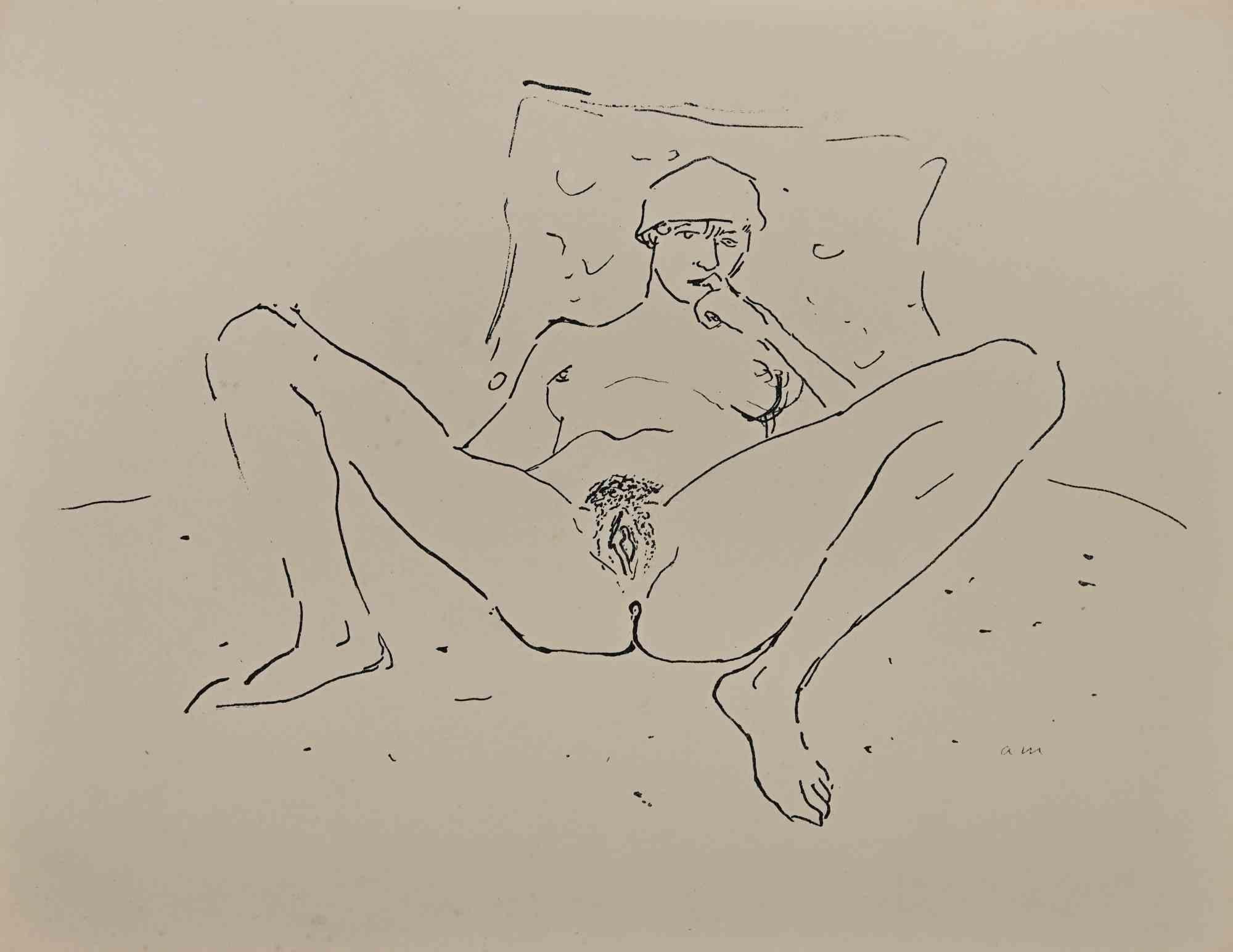 Erotic Scene ist eine wunderschöne Lithographie auf elfenbeinfarbenem Papier, die in den 1920er Jahren von Albert Marquet geschaffen wurde.  (Bordeaux, 1875 - Paris, 1947).

Monogrammiert auf der Platte am unteren Rand. Auf der Rückseite gestempelt