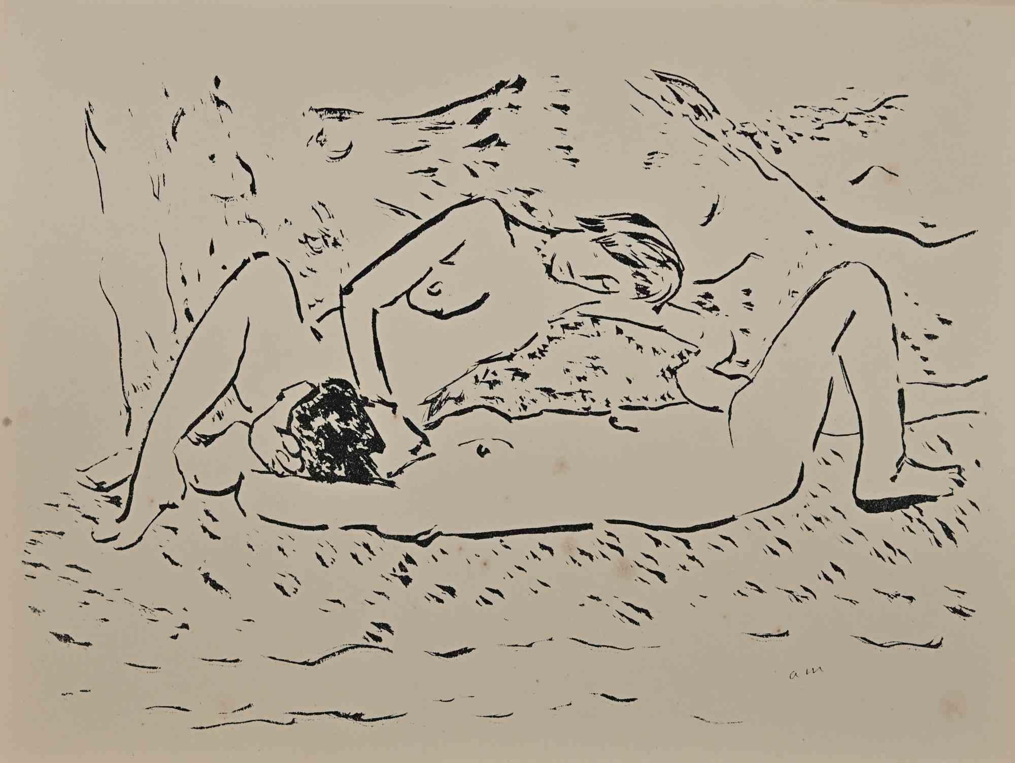 Erotic Scene ist eine wunderschöne Lithographie auf elfenbeinfarbenem Papier, die in den 1920er Jahren von Albert Marquet geschaffen wurde.  (Bordeaux, 1875 - Paris, 1947).

Monogrammiert auf der Platte am unteren Rand. Auf der Rückseite gestempelt