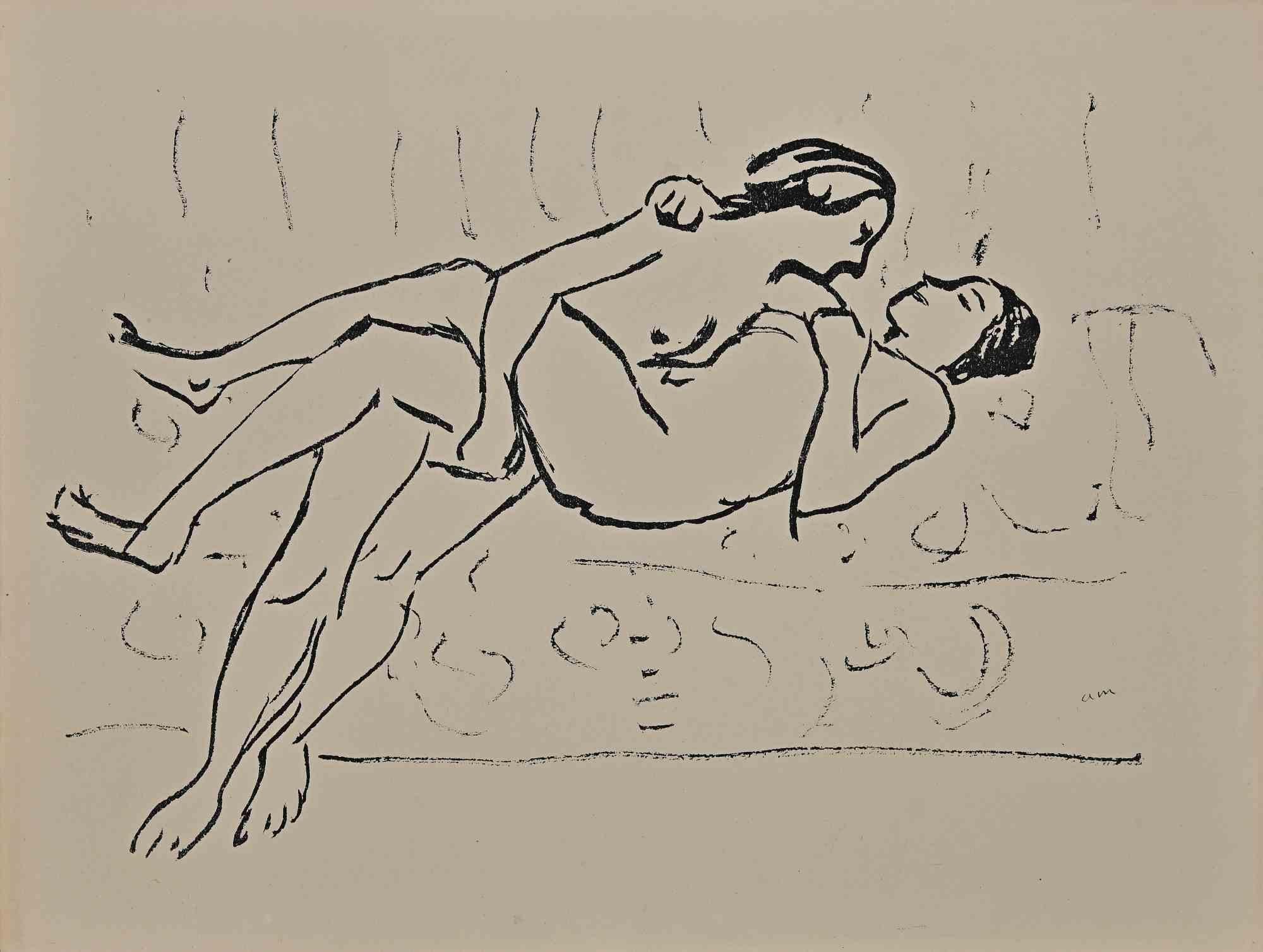 Erotic Scene is a beautiful lithograph on ivory-colored paper, realized in the 1920s by Albert Marquet  (Bordeaux, 1875 - Paris,1947).

Monogrammed on the plate on the lower margin. Staamped on the rear "Collection of Pecci-Blunt"

From the Suite