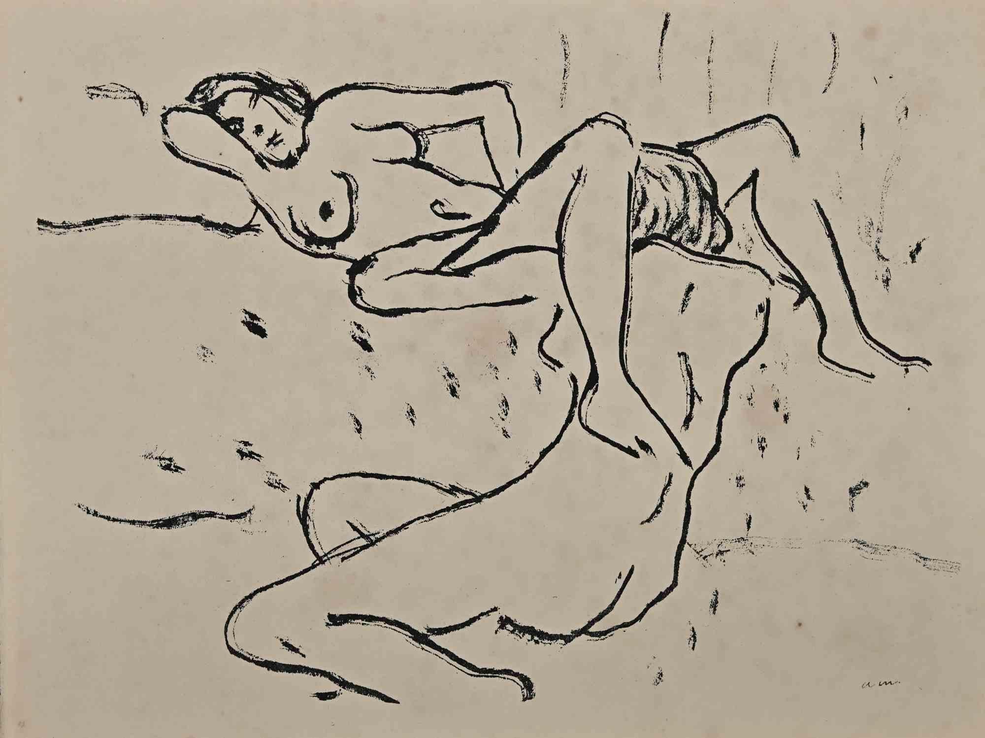 Erotic Scene is a beautiful lithograph on ivory-colored paper, realized in the 1920s by Albert Marquet  (Bordeaux, 1875 - Paris,1947).

Monogrammed on the plate on the lower margin. Staamped on the rear "Collection of Pecci-Blunt"

From the Suite