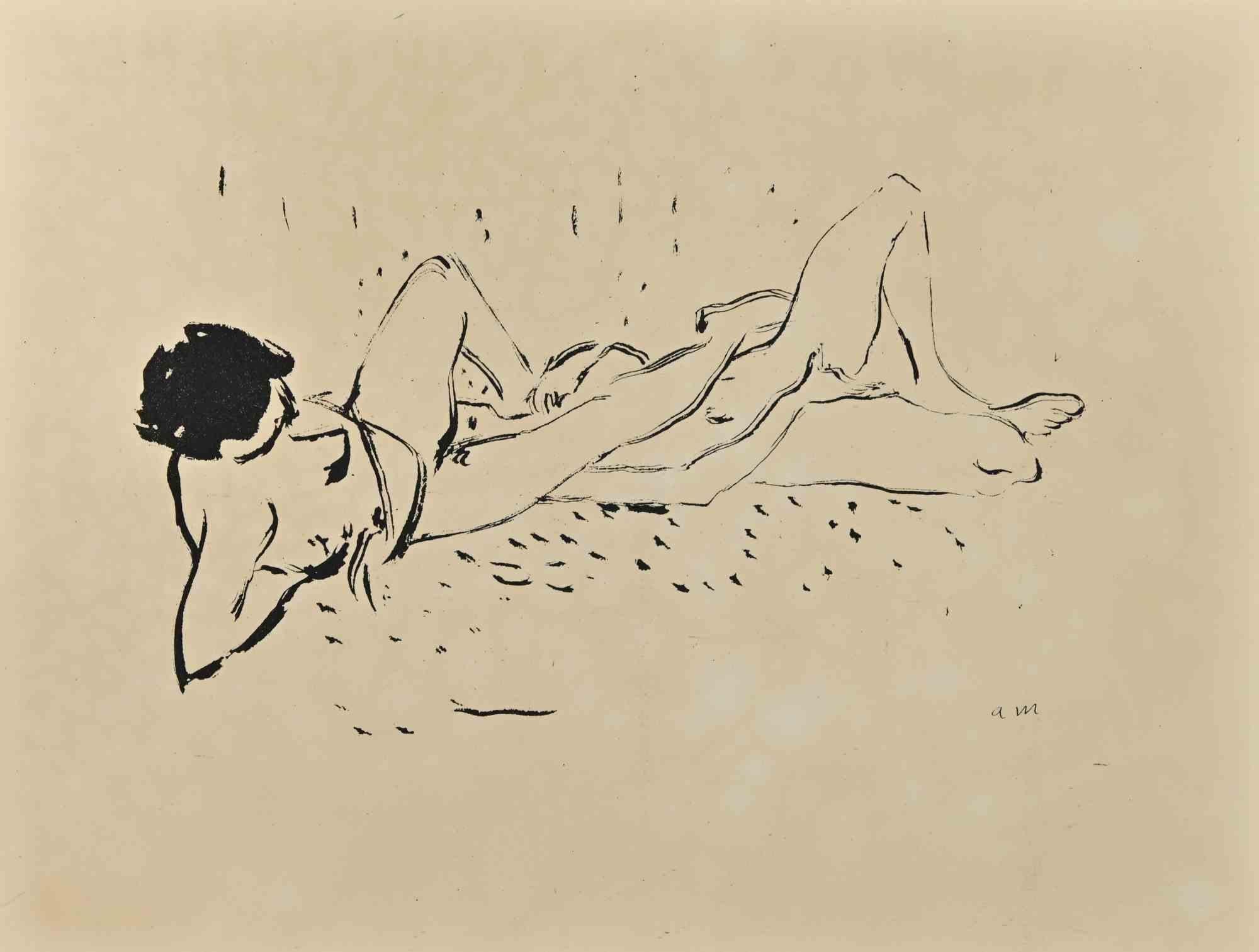 Erotic Scene ist eine wunderschöne Lithographie auf elfenbeinfarbenem Papier, die in den 1920er Jahren von Albert Marquet geschaffen wurde.  (Bordeaux, 1875 - Paris, 1947).

Monogrammiert auf der Platte am unteren Rand. 

Mit dem Stempel auf der