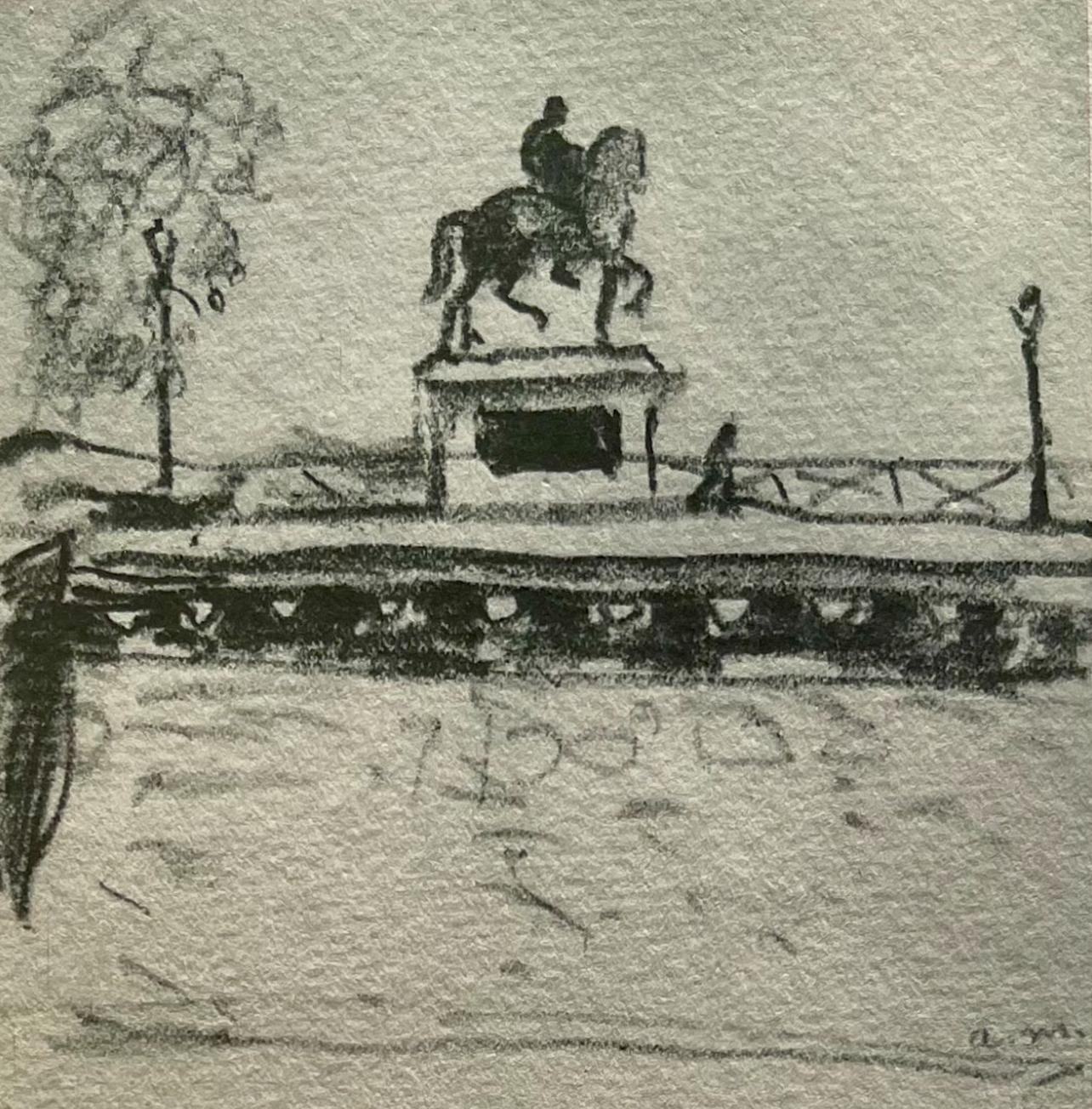 Marquet, Pont-Neuf-Statue von Henri IV. Pont des Arts, Marquet (nach) – Print von Albert Marquet