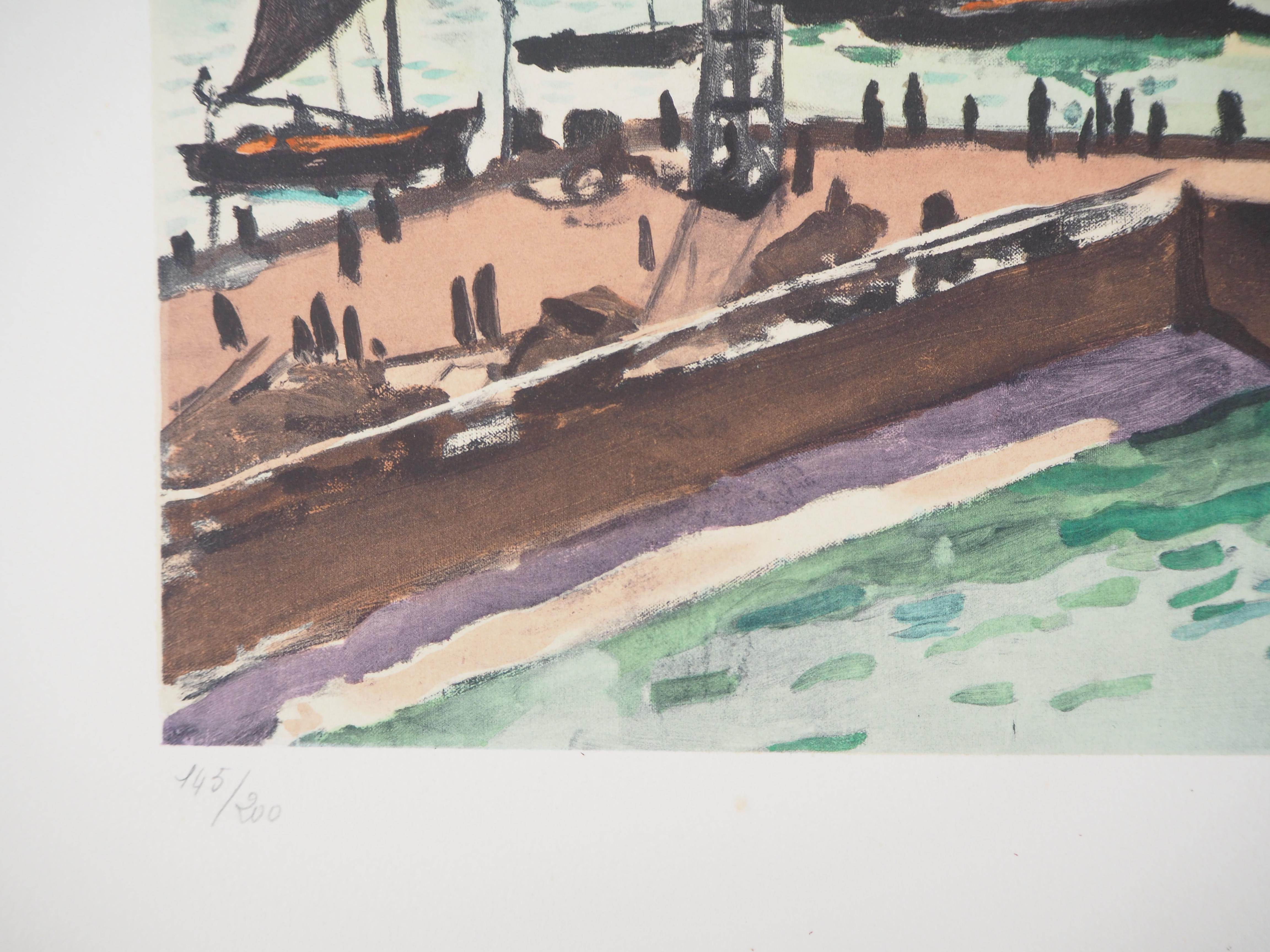 Albert MARQUET
Normandy : Le Havre harbor

Original lithograph
Signed with the artist stamp
Numbered / 200
On Arches vellum 45 x 57 cm (c. 18 x 23 in)

Excellent condition