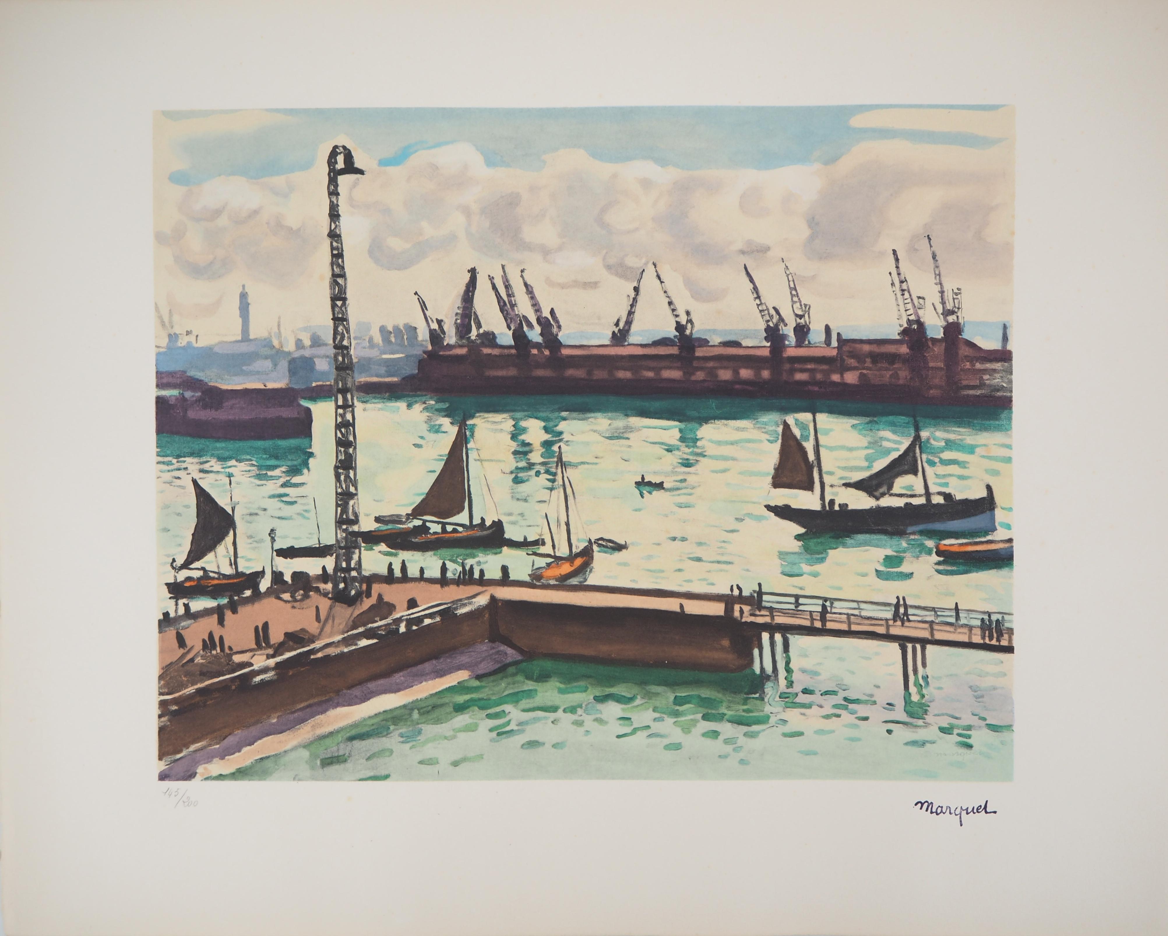 Albert Marquet Landscape Print - Normandy : Le Havre harbor - Lithograph, Ltd /200